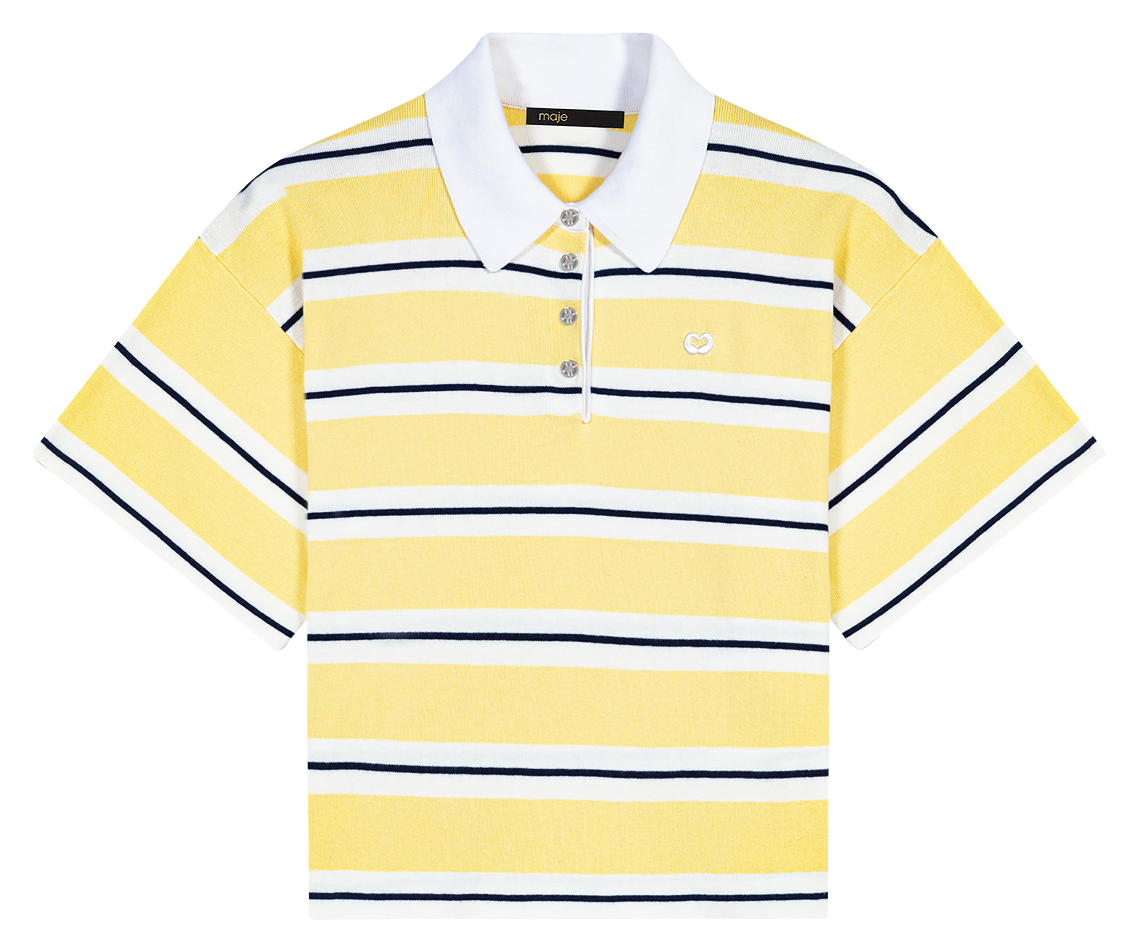 Rechte polo van katoenmix MAJE Geel