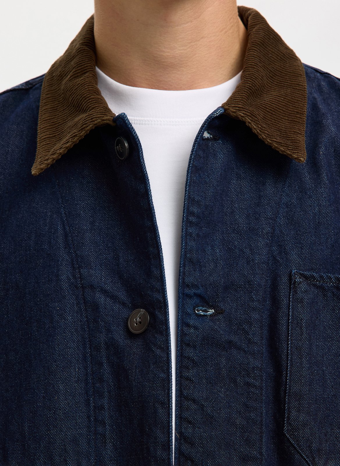 Chemise im geraden Schnitt aus rohem Denim SELECTED Blau