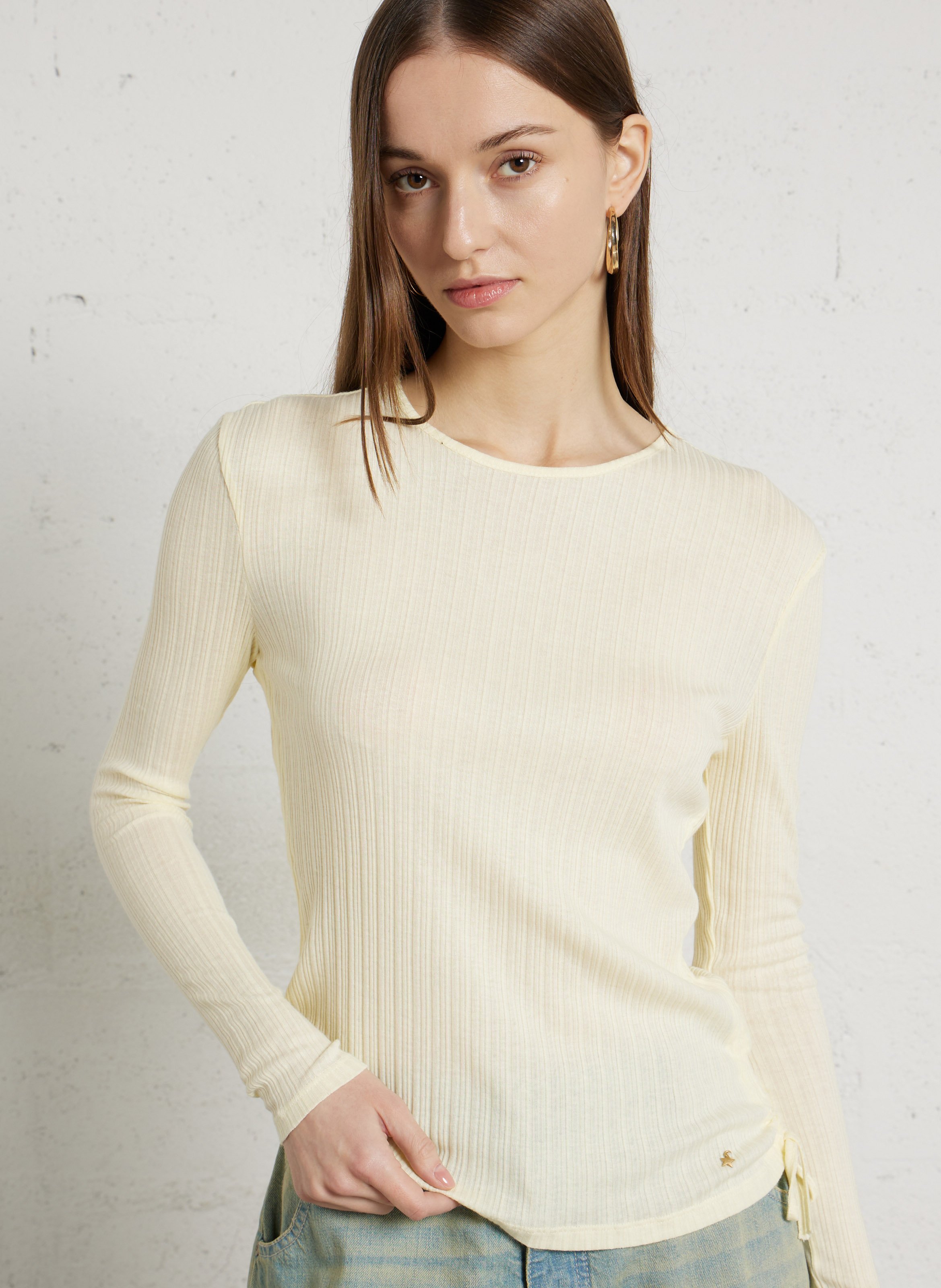 Fitted cotton second skin t-shirt DES PETITS HAUTS Yellow