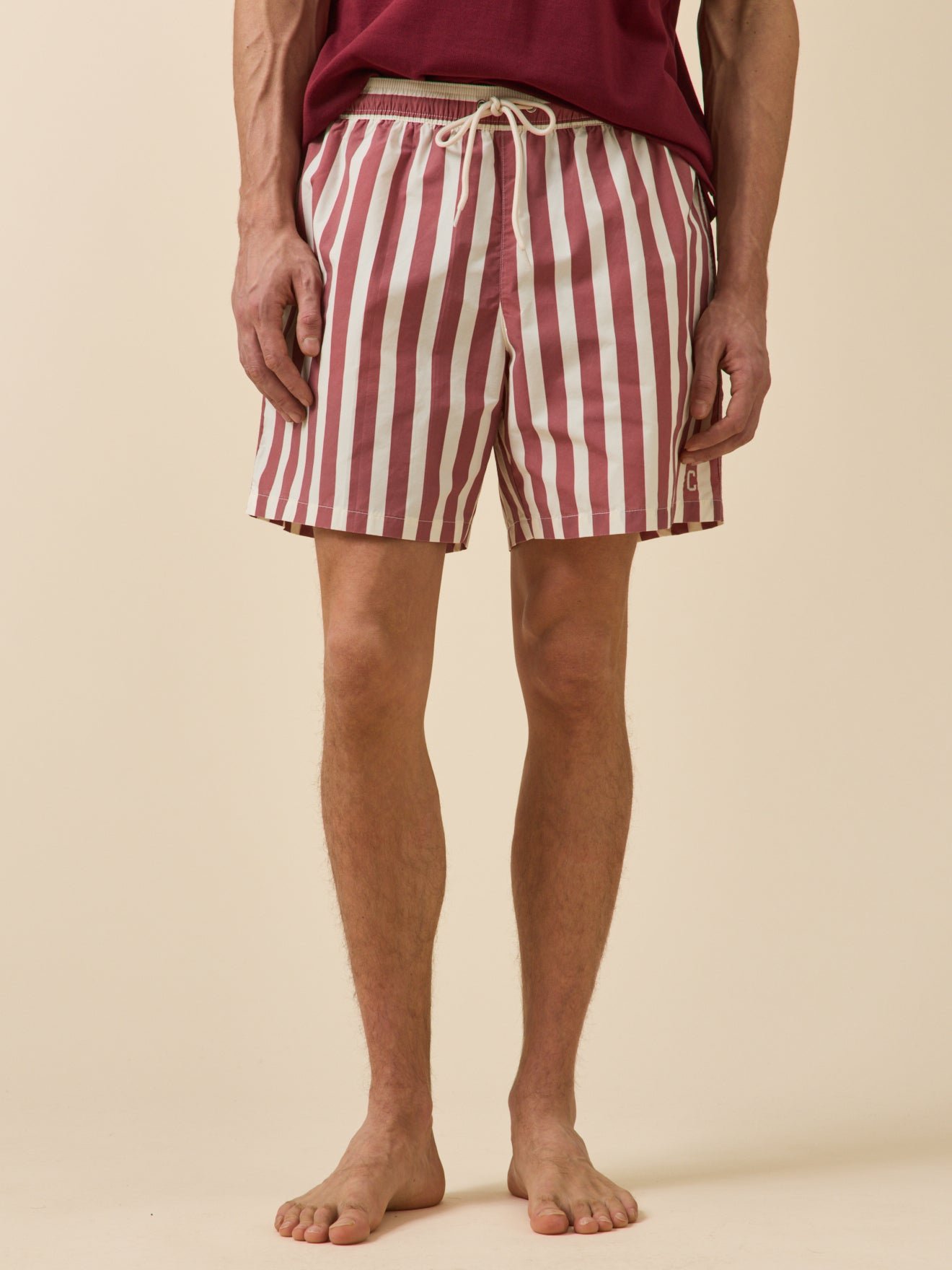 Striped swim shorts CYRILLUS Red