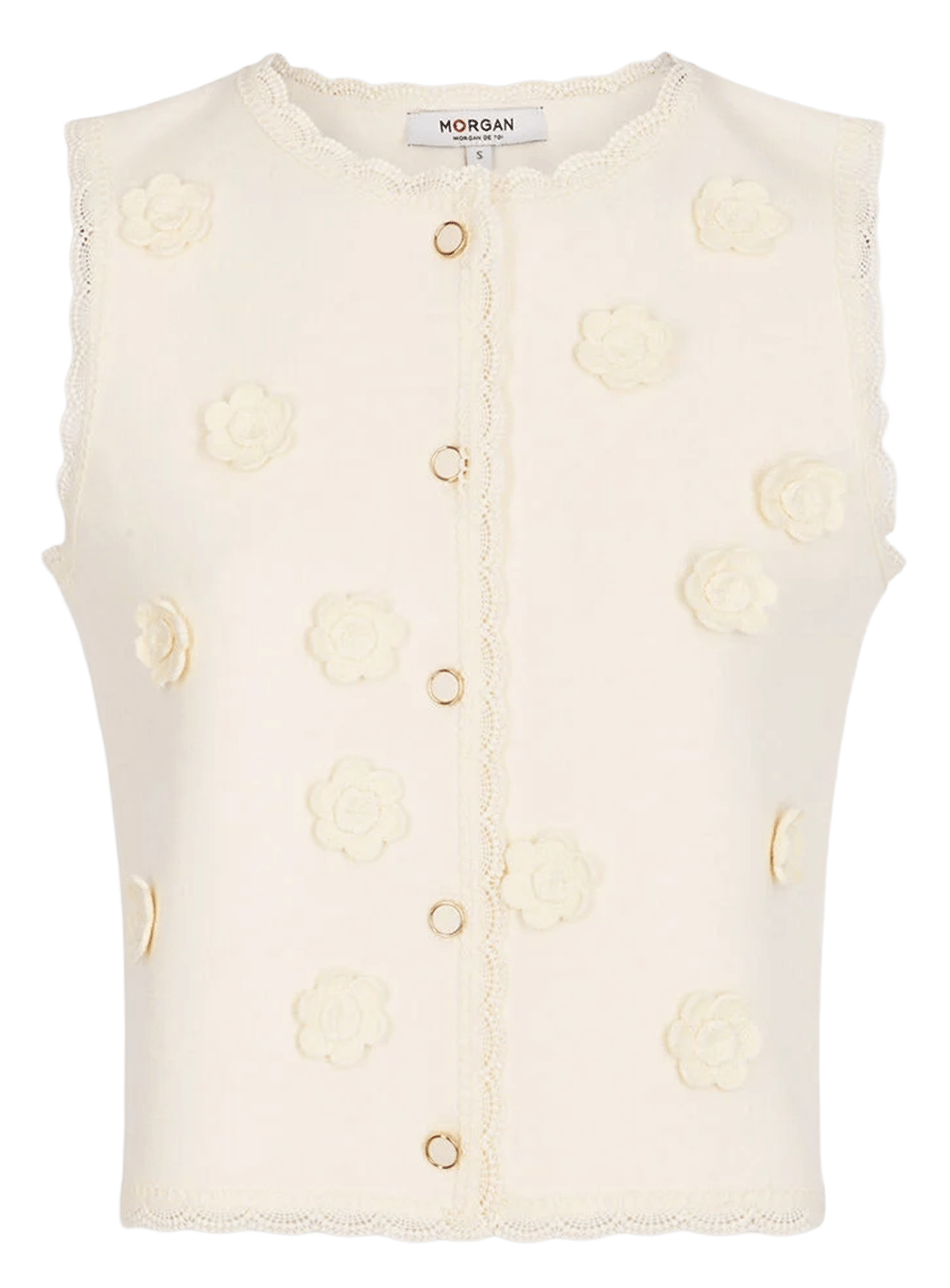 Fitted round neck vest MORGAN Beige