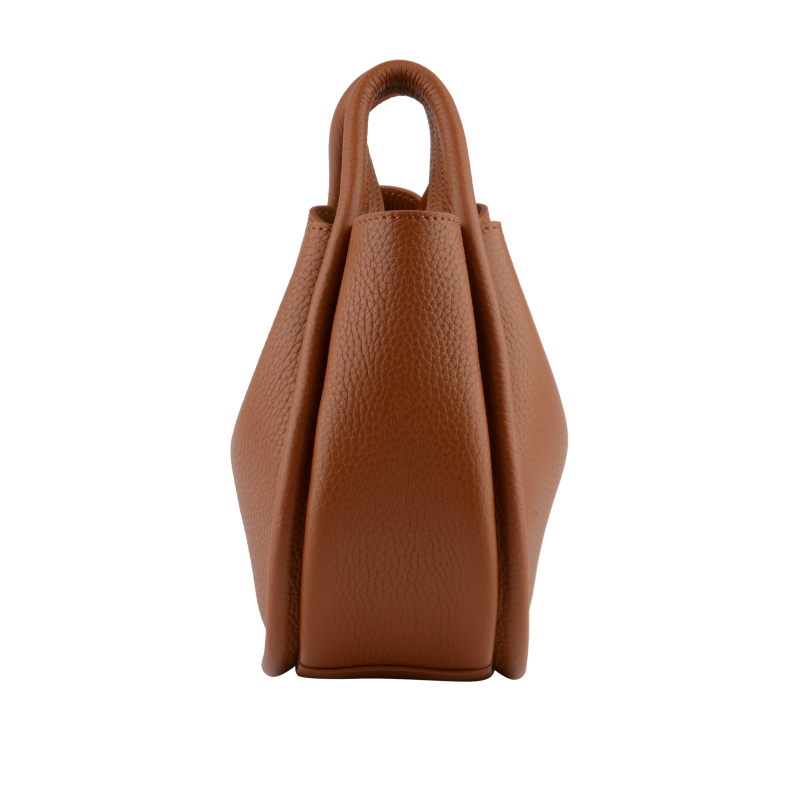 Calfskin leather shoulder bag Brown