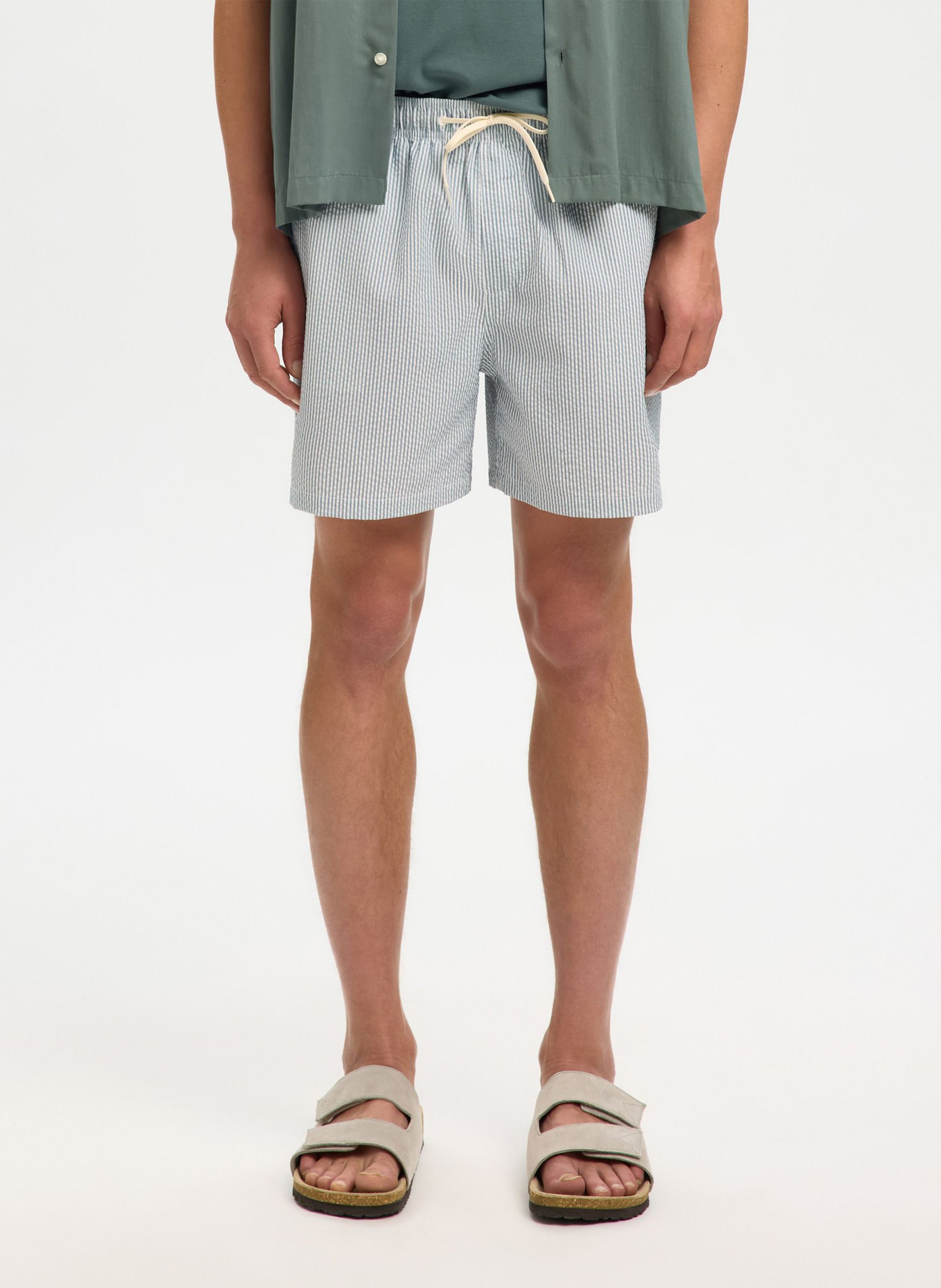 Badeshorts aus recyceltem Faser-Mix SELECTED Blau