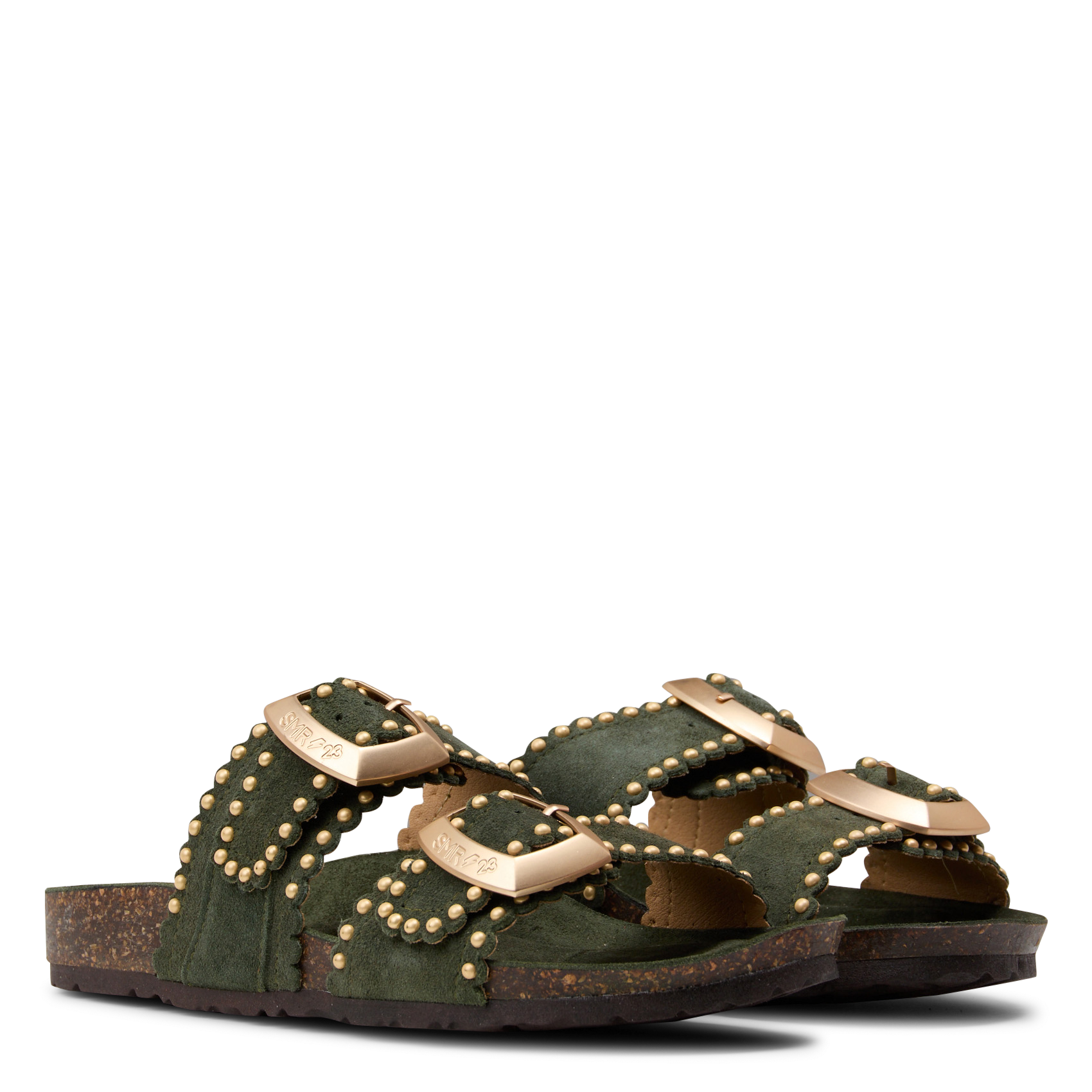 Sandales plates à brides en cuir SEMERDJIAN - SMR Vert