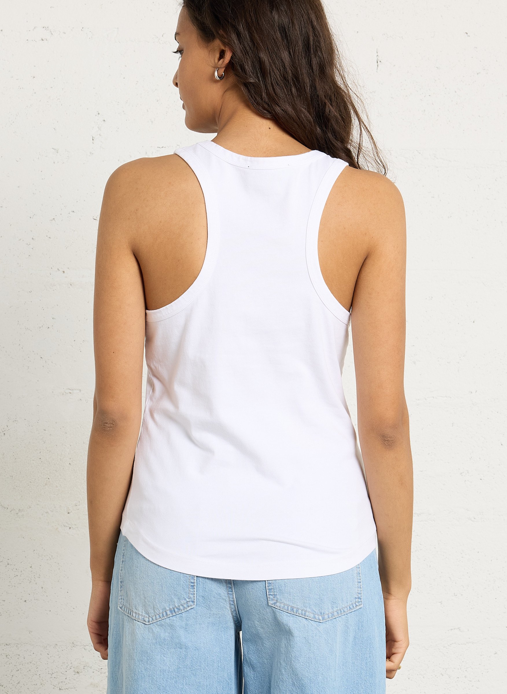 Débardeur droit col rond en coton BERENICE Noir