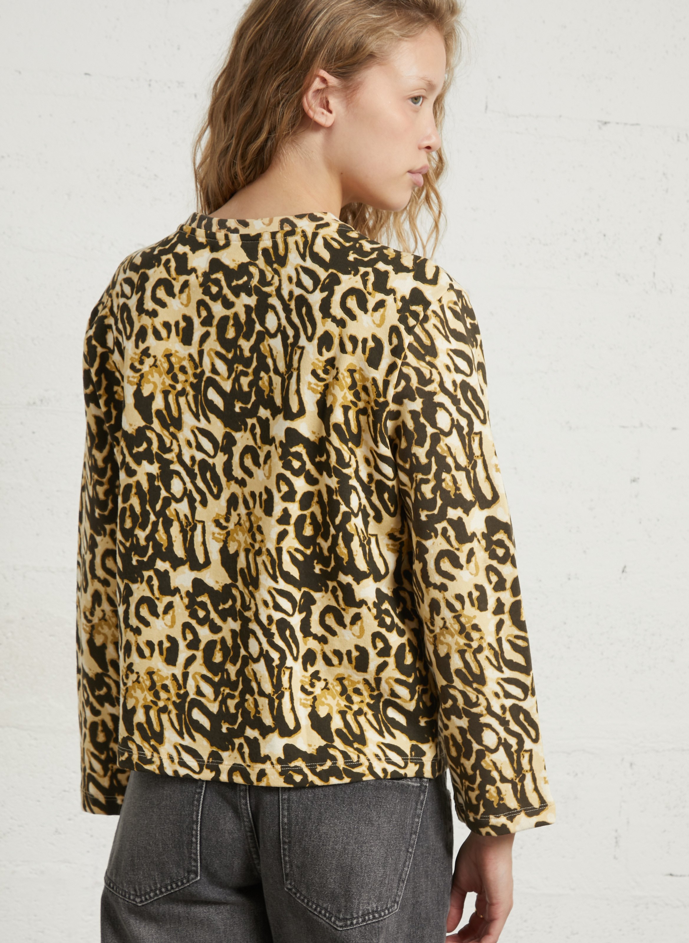 Gilet imprimé col rond en coton bio LEON & HARPER Beige