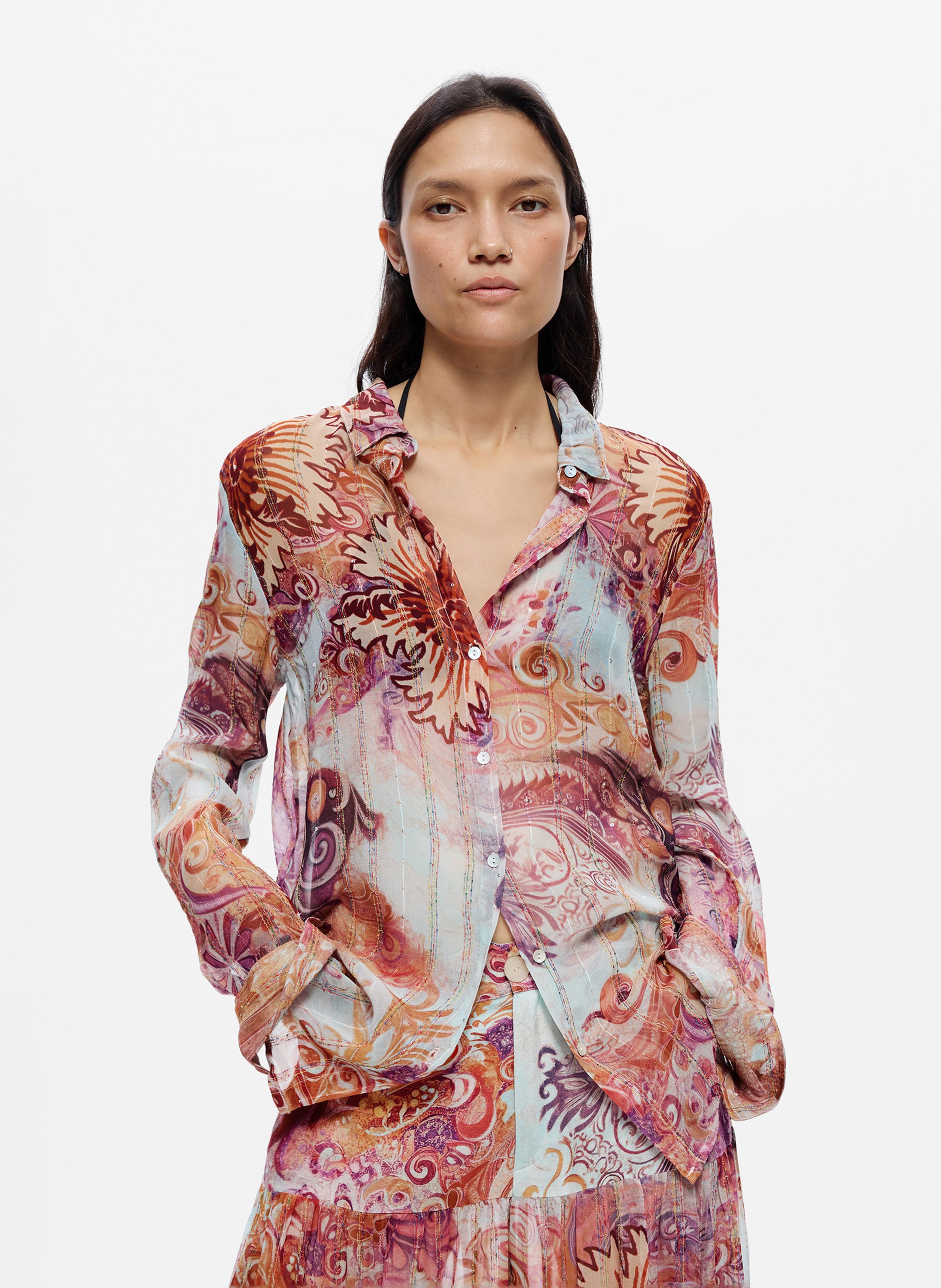 Chemise droite imprimée DESIGUAL Rouge