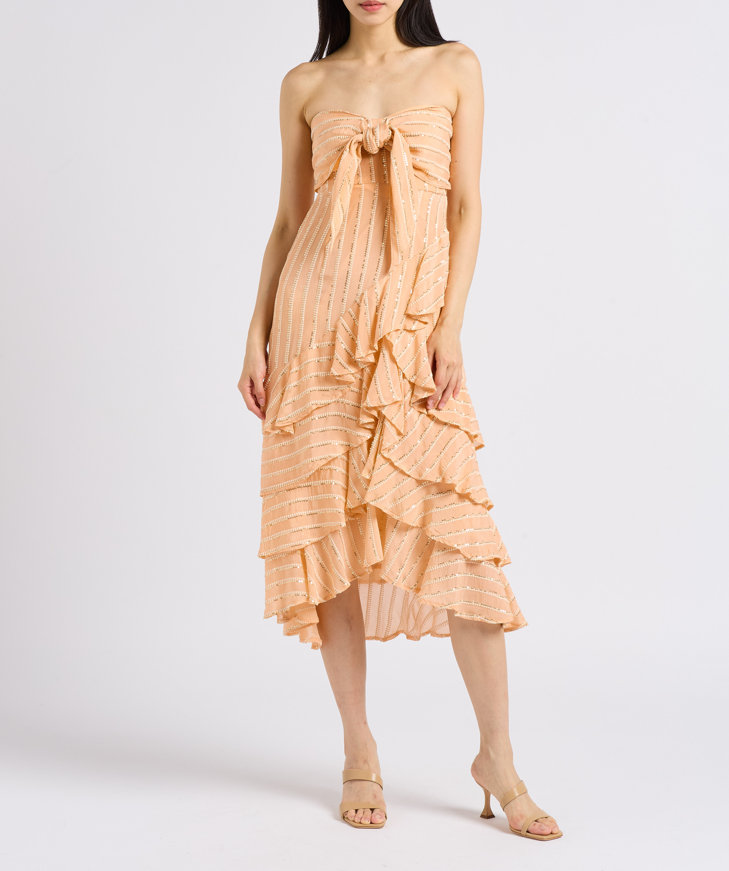 Abito bustier con volant e paillettes SUNDRESS Arancio