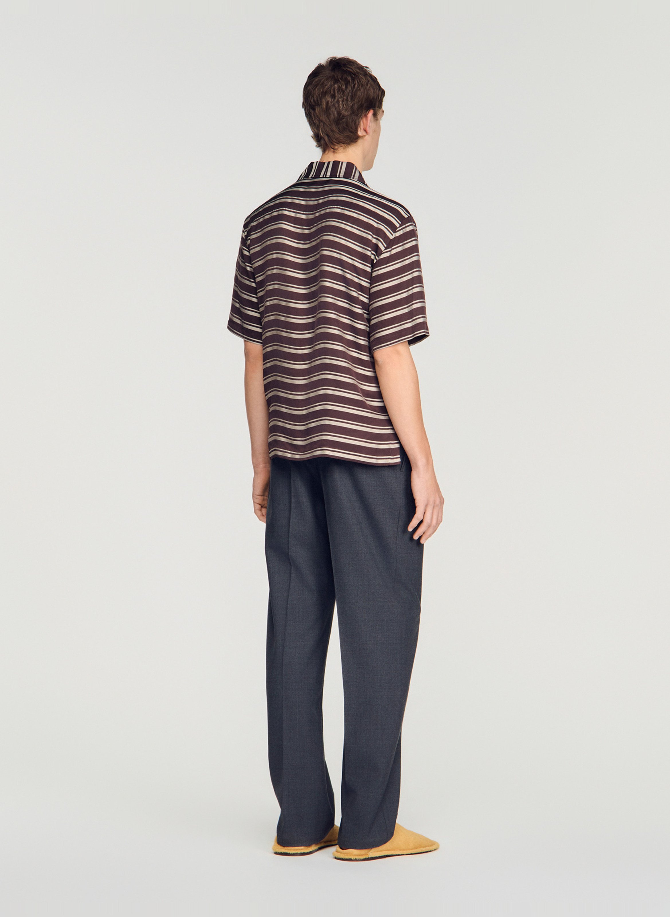 Chemise droite à rayures SANDRO Brown