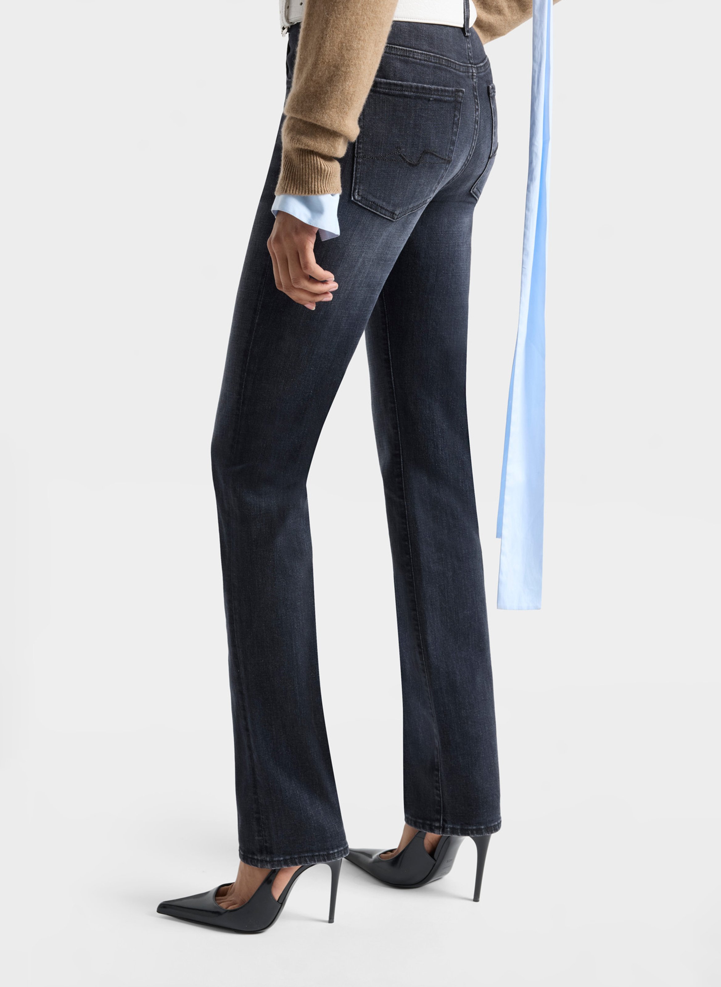 Jean slim en coton mélangé 7 FOR ALL MANKIND Noir