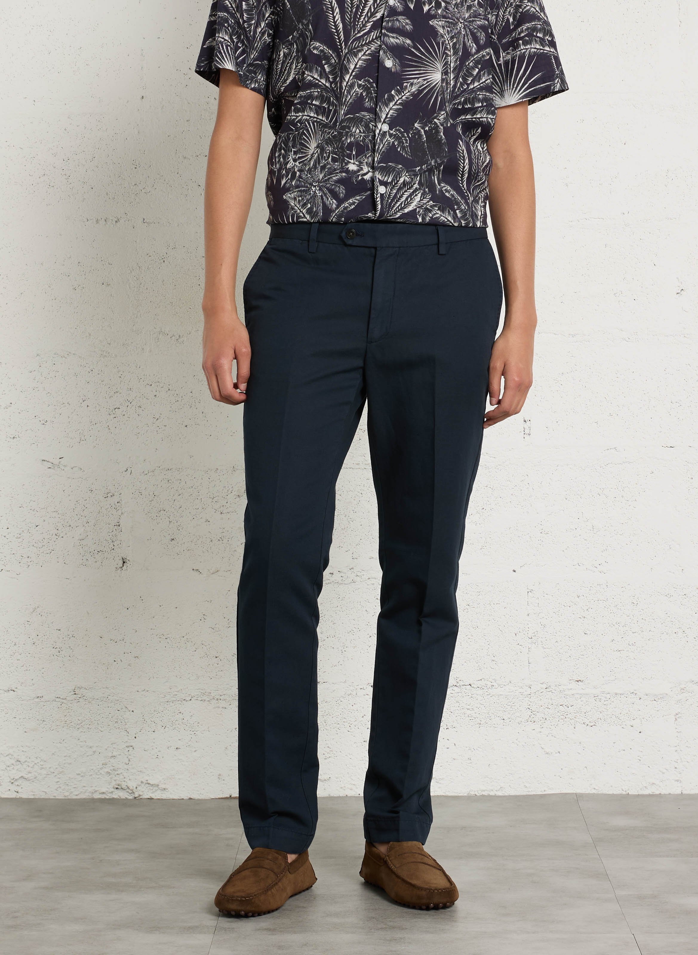 Karottenhose aus Leinen und Wolle HACKETT Blau