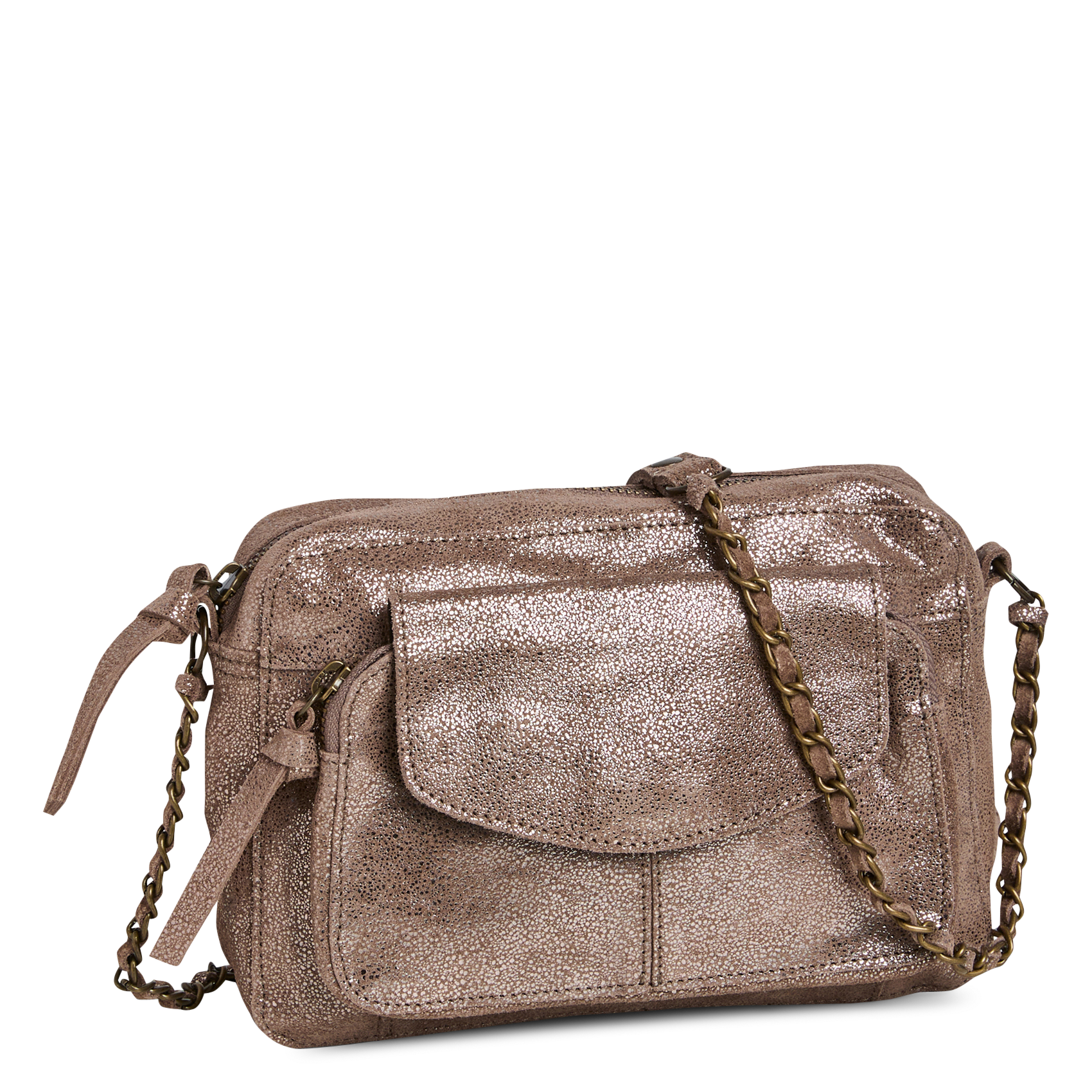 Leren schoudertas PIECES Beige