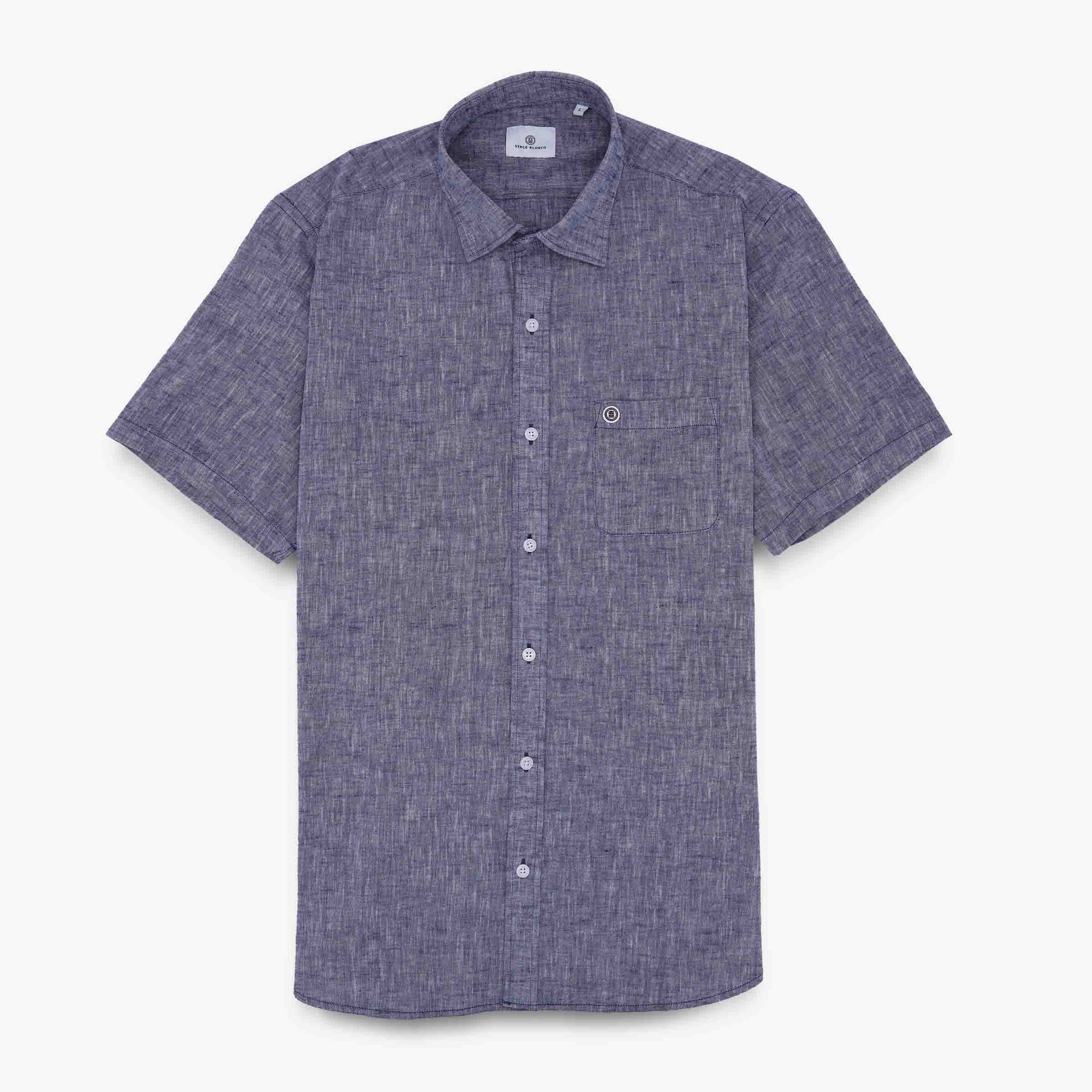 Regular short-sleeve shirt with print SERGE BLANCO Blue