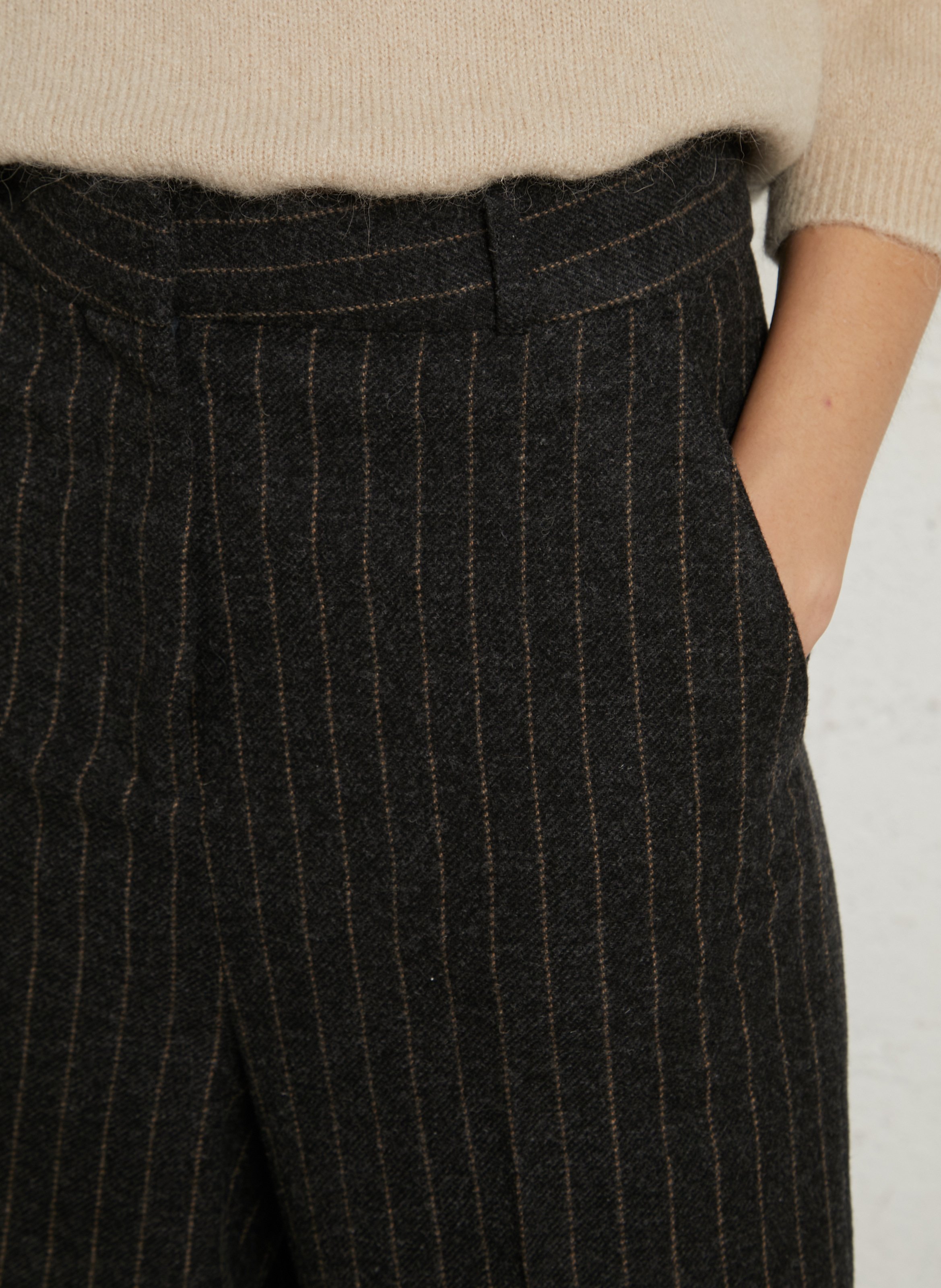 Striped wide-leg wool blend trousers BELLEROSE Blue