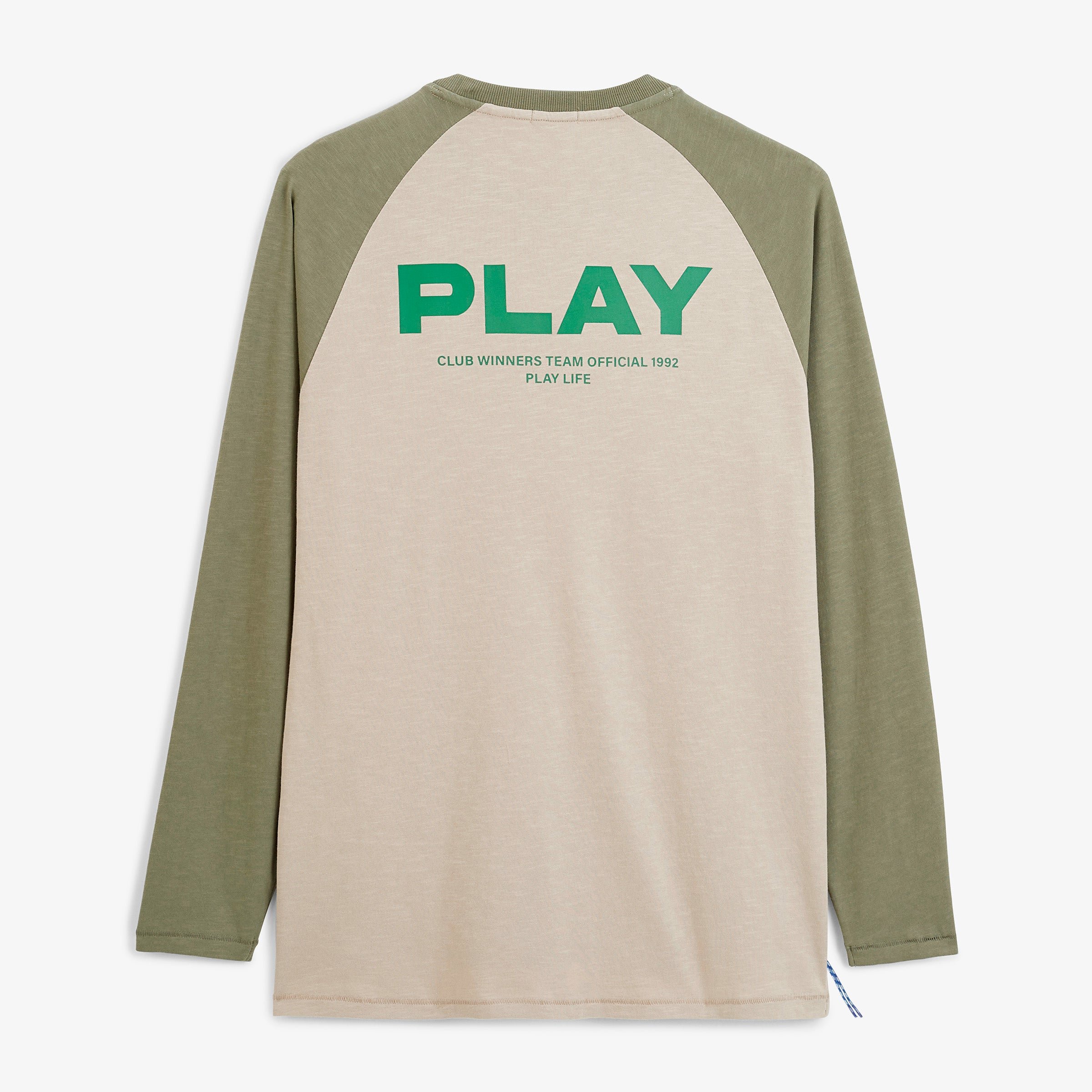 Long-sleeved round neck cotton printed play T-shirt. SERGE BLANCO Beige