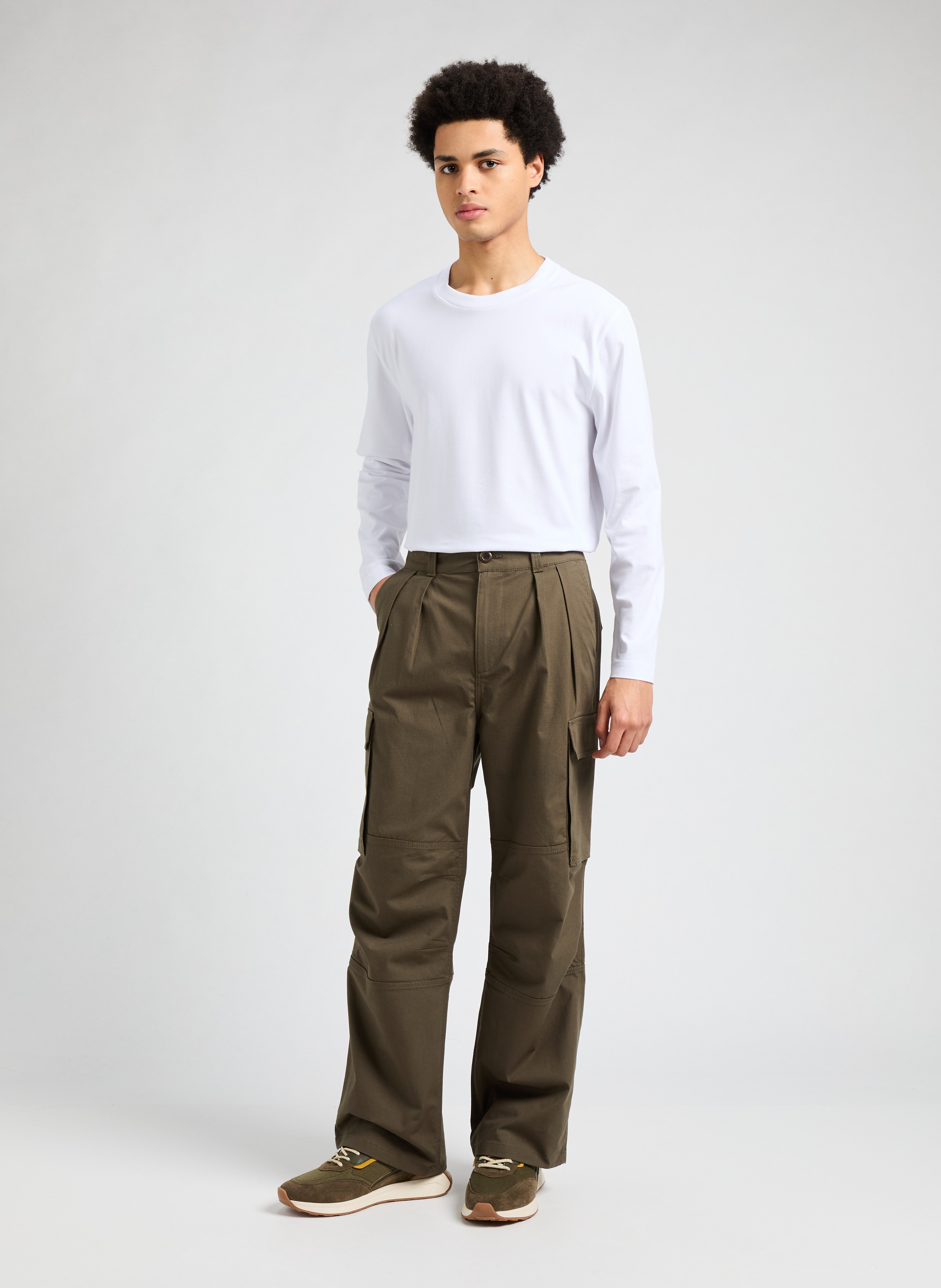 Long-sleeve cotton blend baff t-shirt SAISON 1865 White