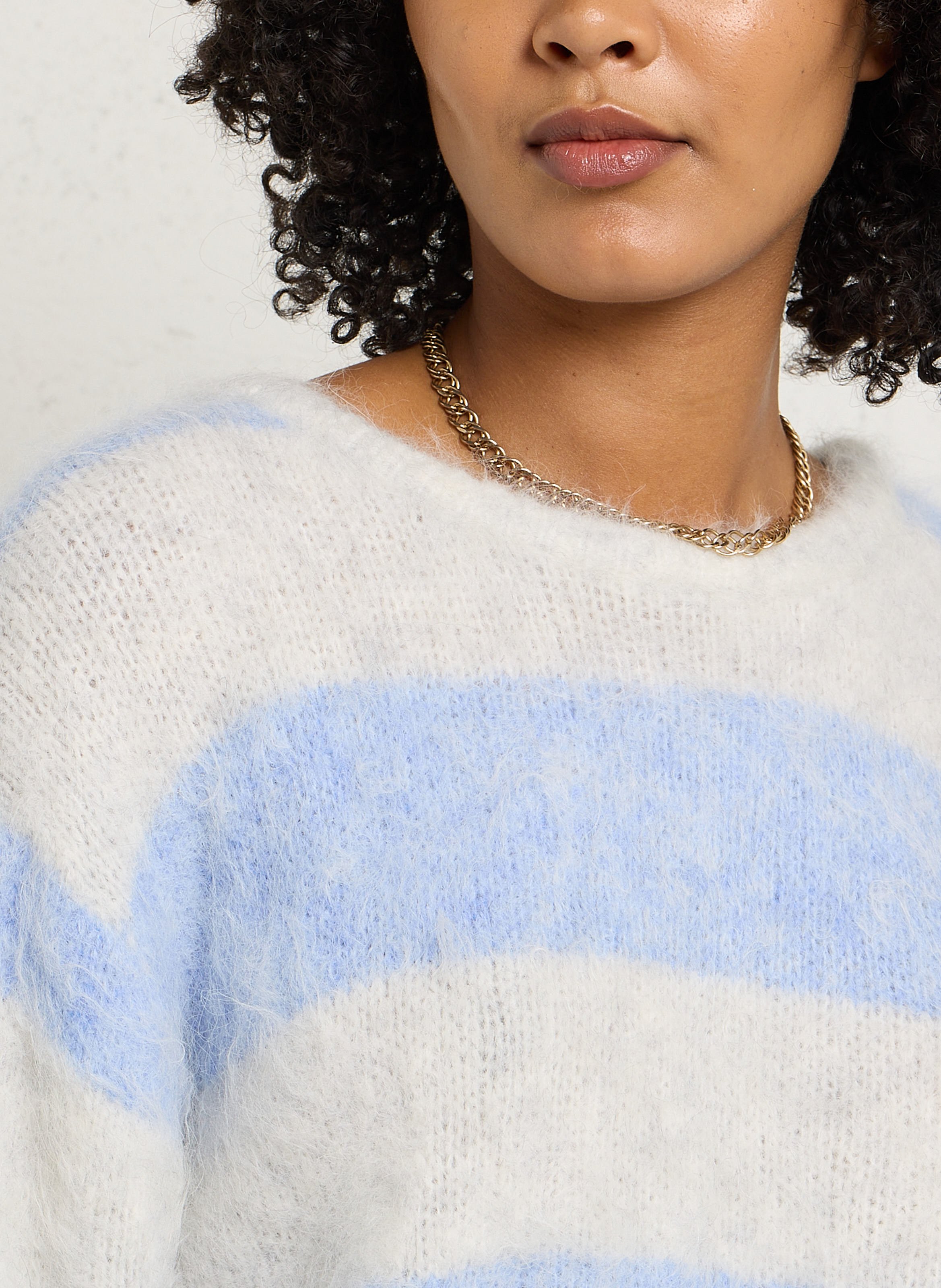 Oversized round-neck wool-blend sweater AMERICAN VINTAGE Blue