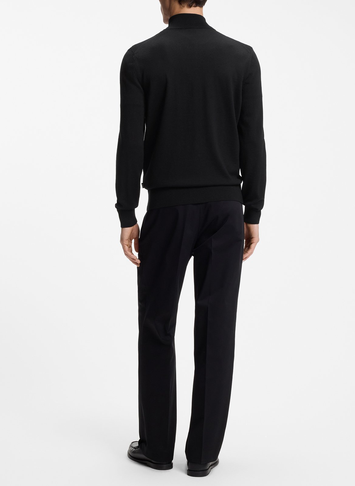 Pull zippé en laine mérinos BOSS Noir