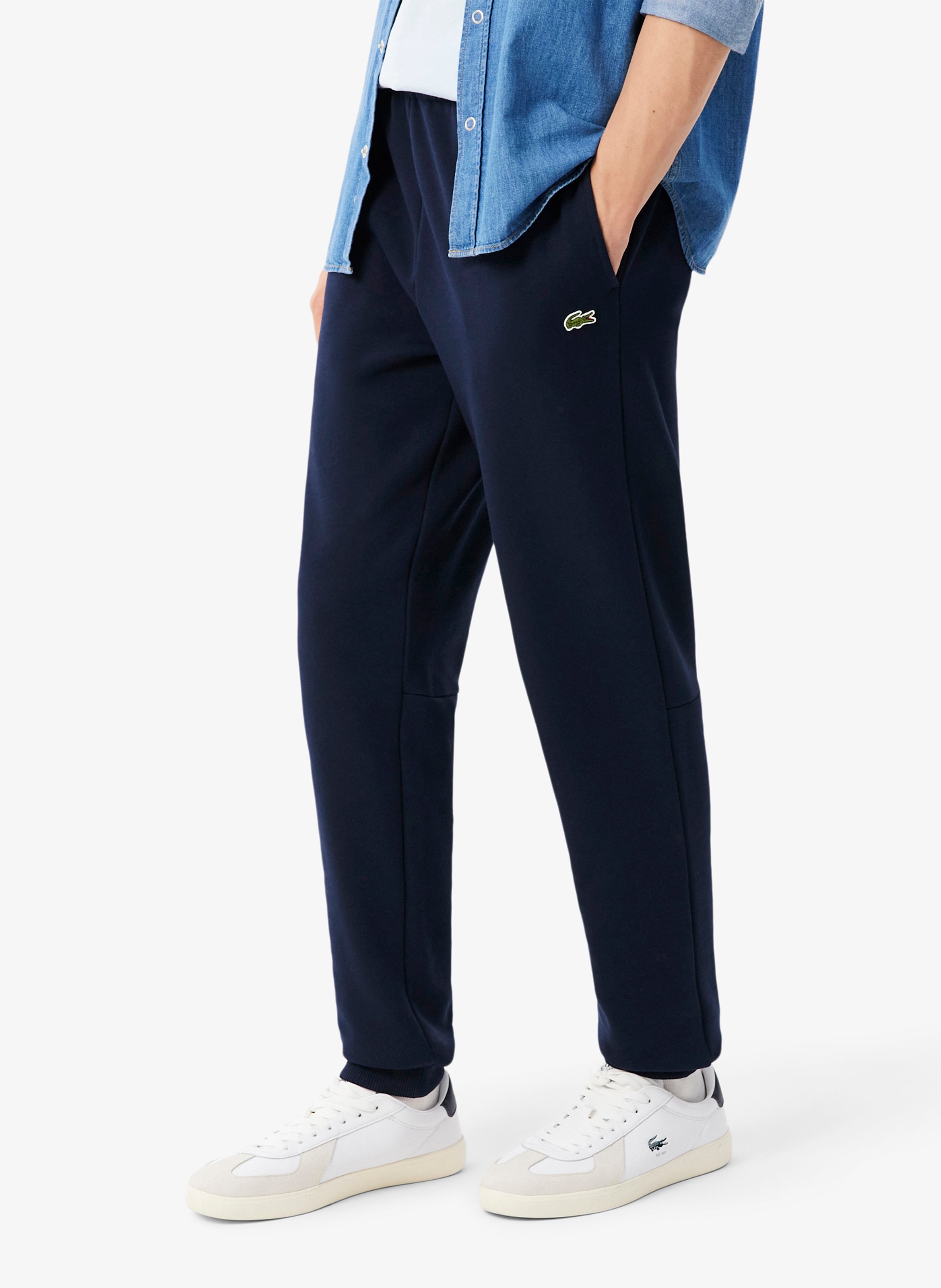Tapered solid color cotton joggers LACOSTE