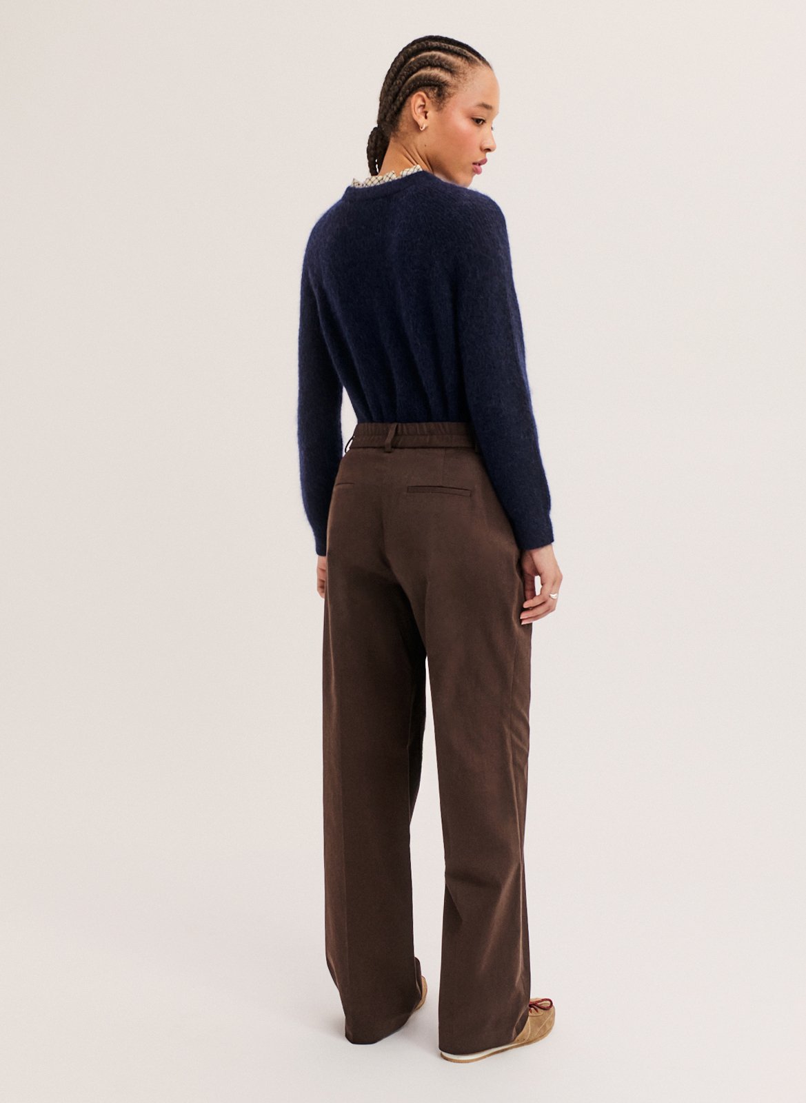 Wide-leg cotton-blend pants PABLO Brown