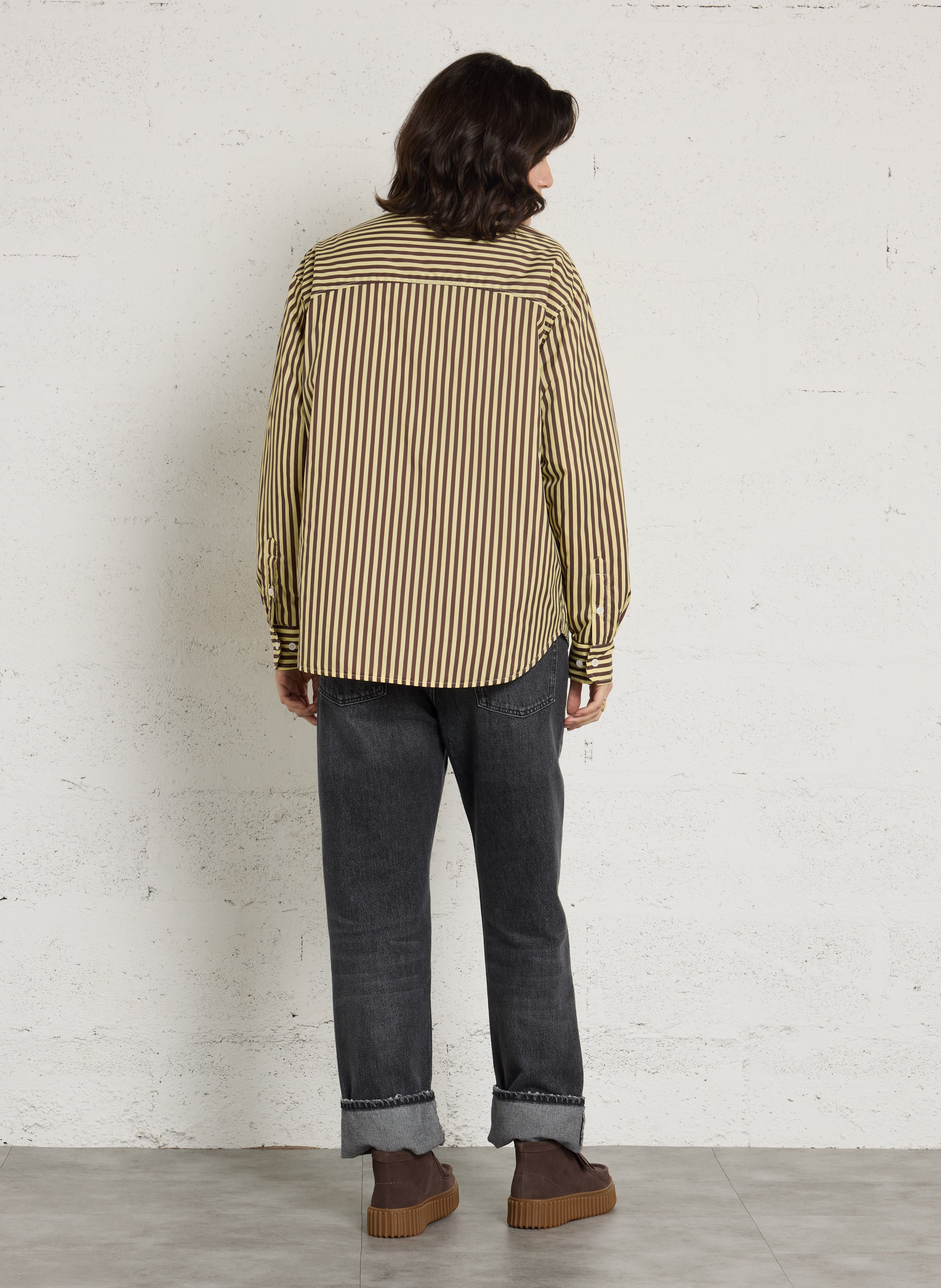 Gerade geschnittenes, gestreiftes Overshirt FLOTTE Gelb