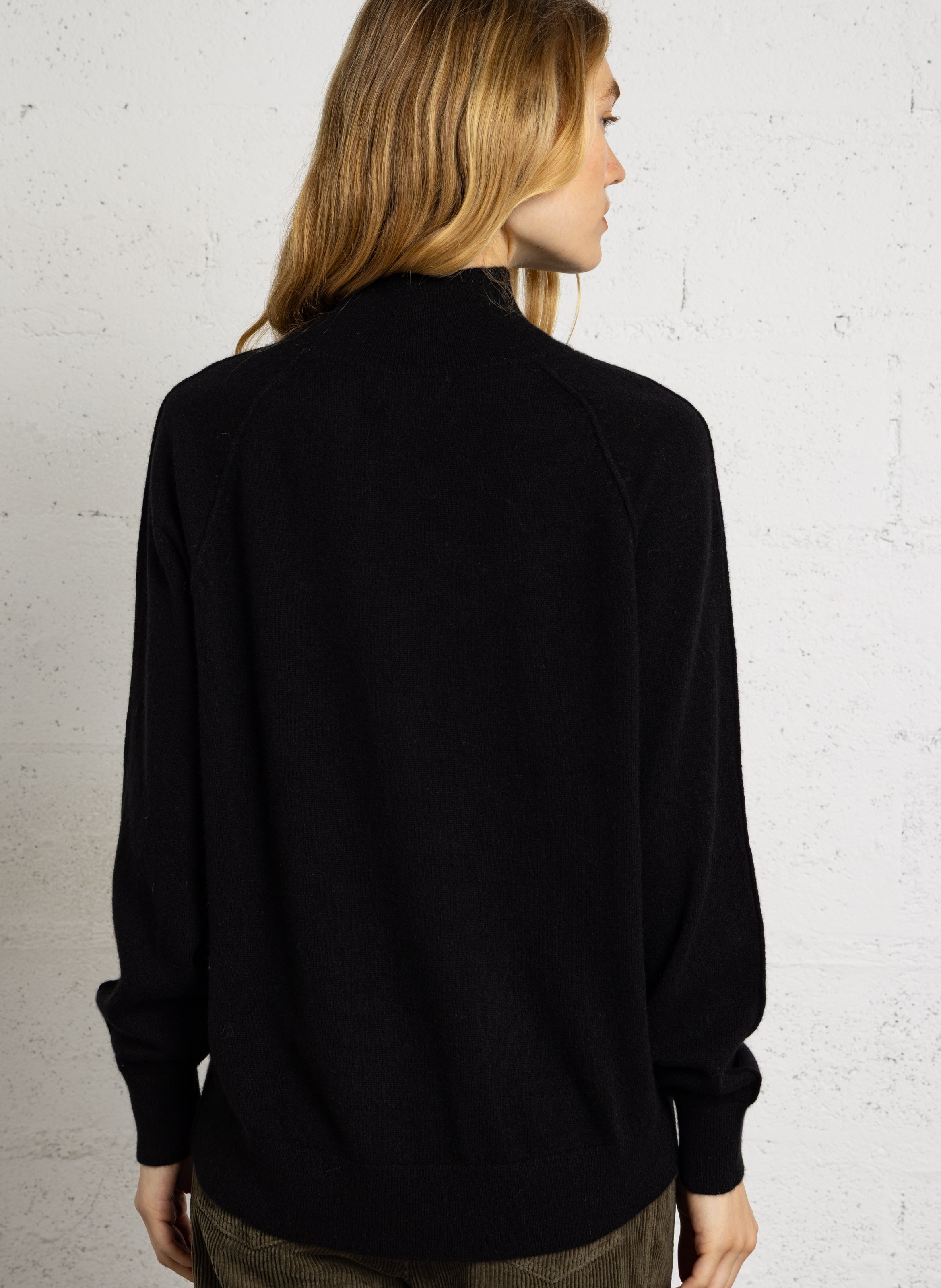 Pull ample col montant en cachemire MAISON 123 Noir