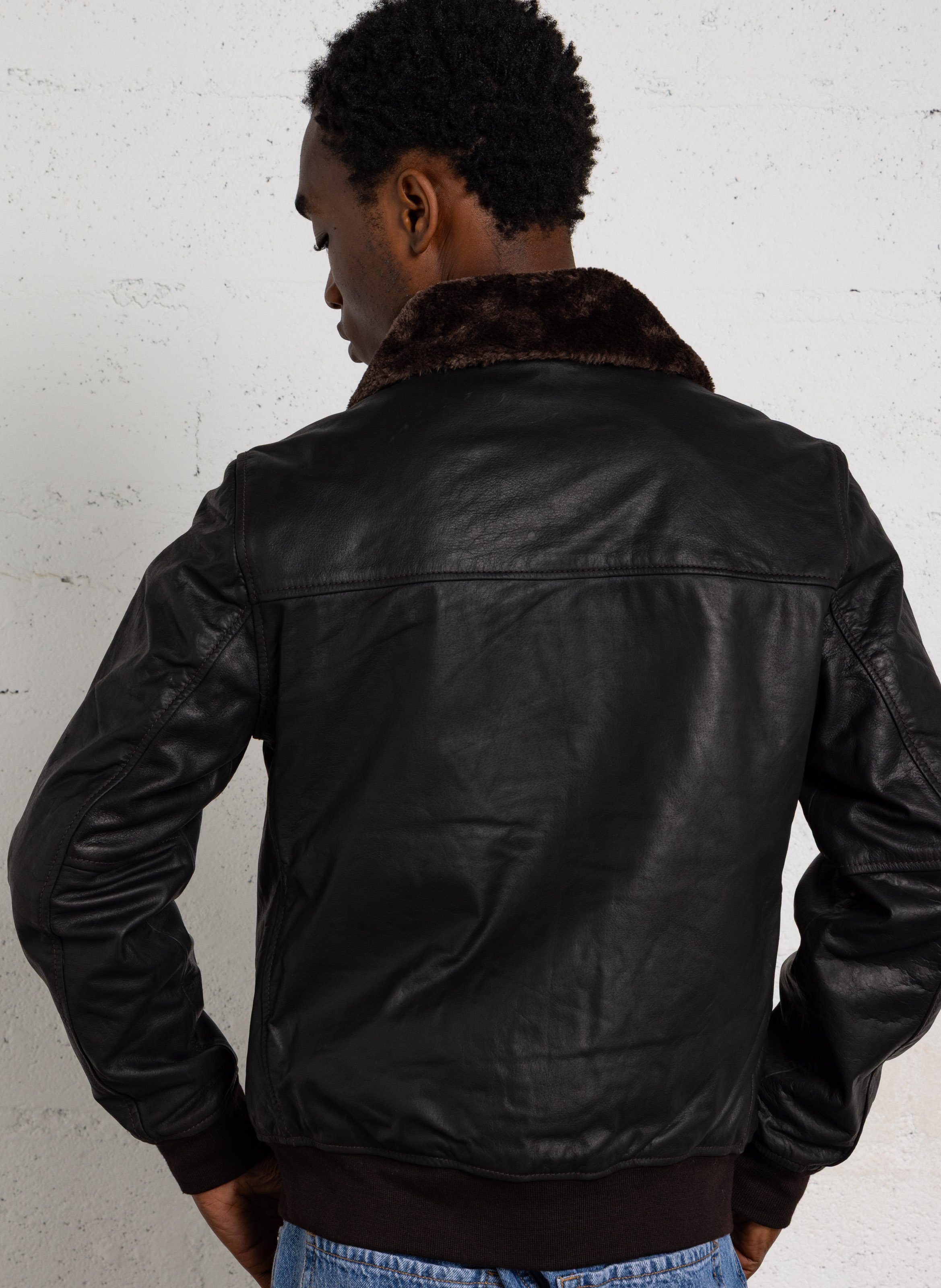 Gerade geschnittener Lederblouson SCHOTT Braun