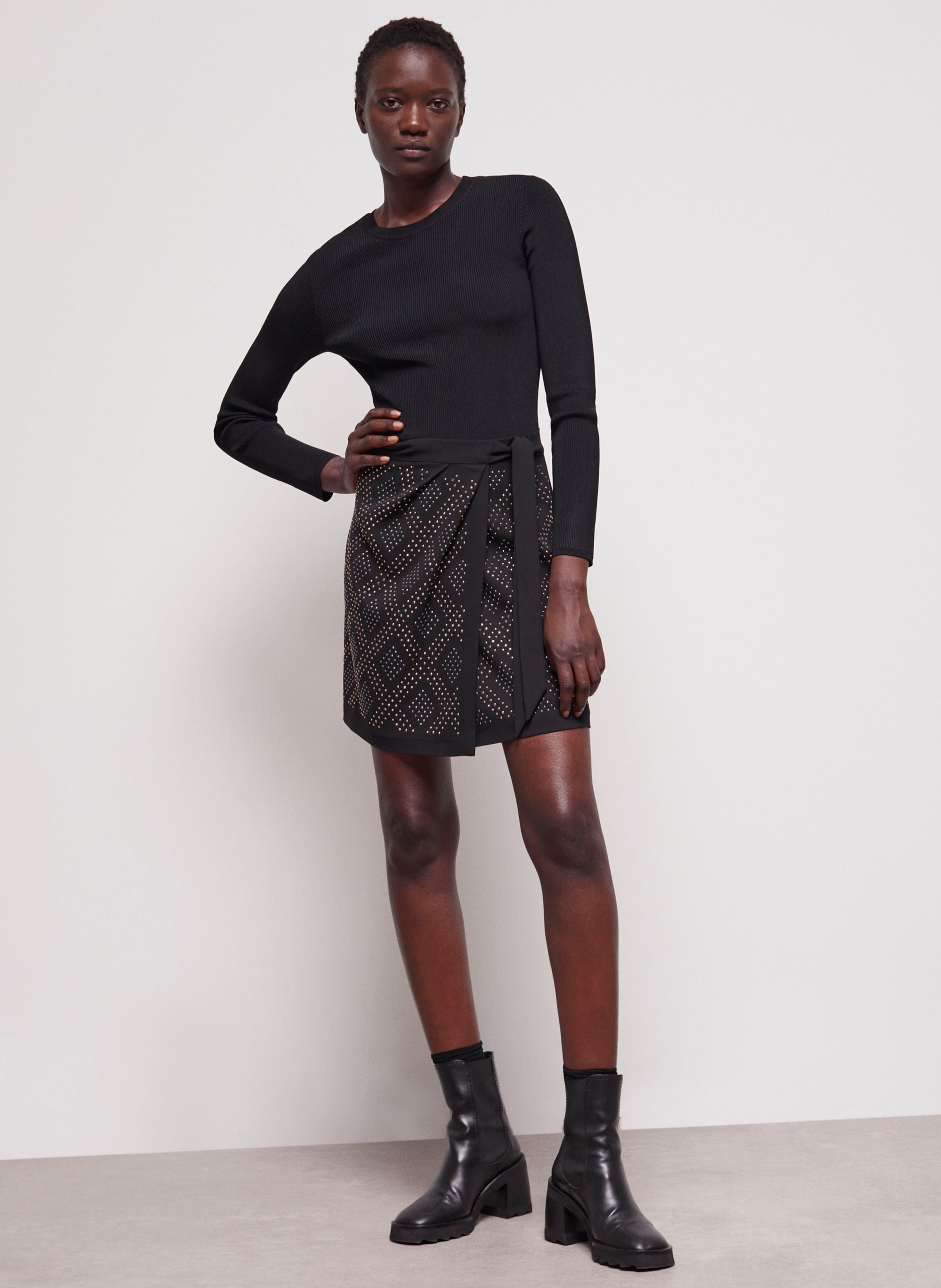 Short Wrap Skirt Black The Kooples Women Place des Tendances