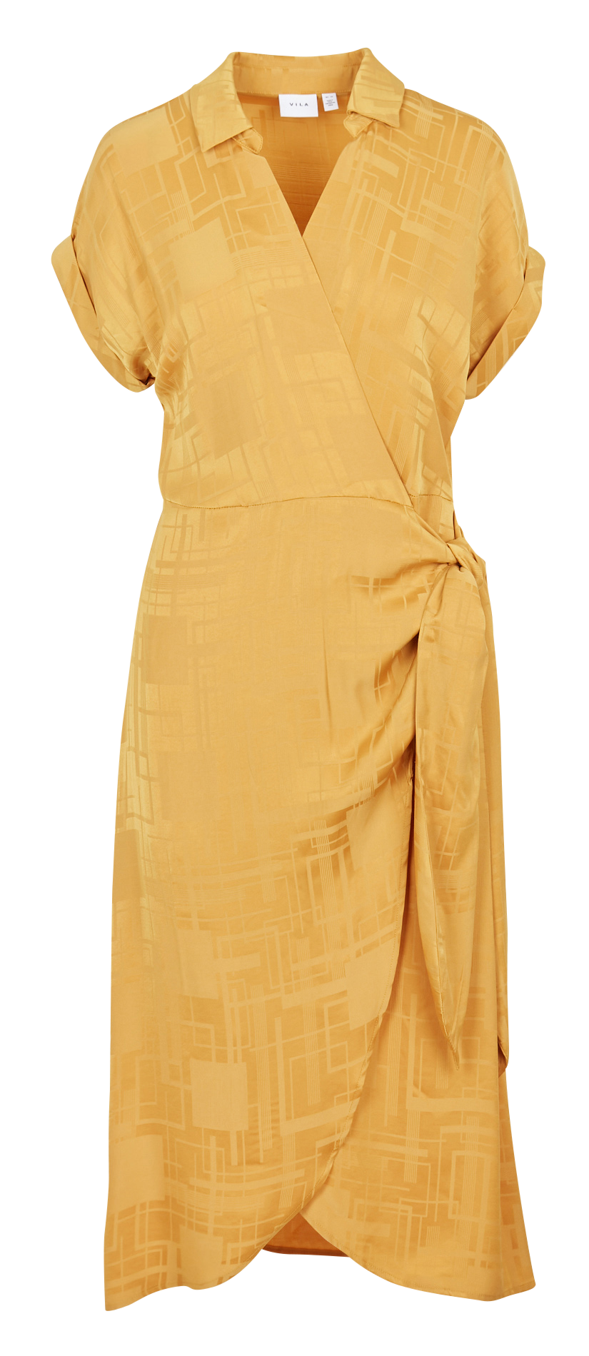 Robe longue cintrée portefeuille à imprimé VILA Jaune