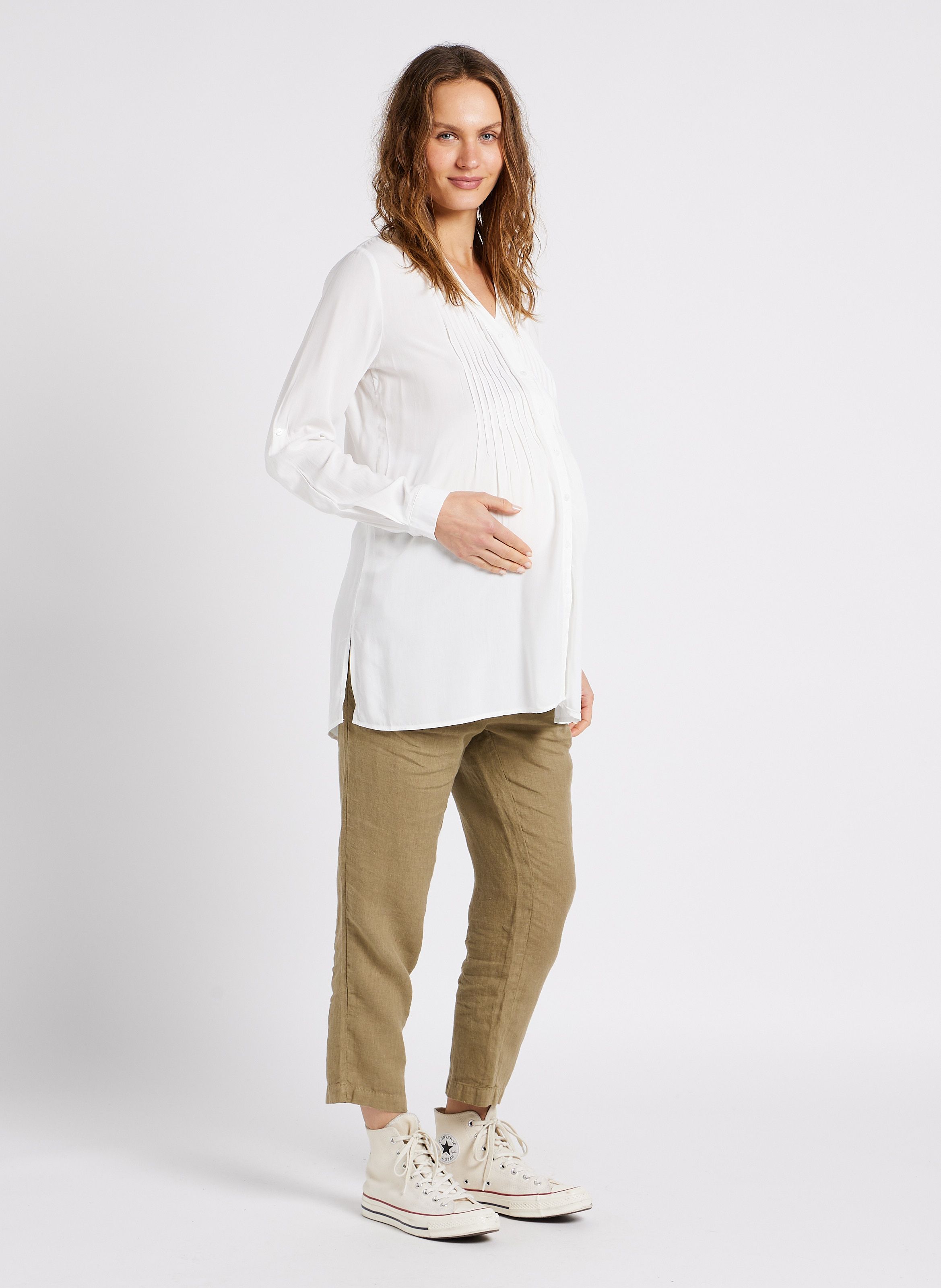 Attesa Maternity - SISSI - Velvet pocket pants Brown – Sneak A Peek Boutique