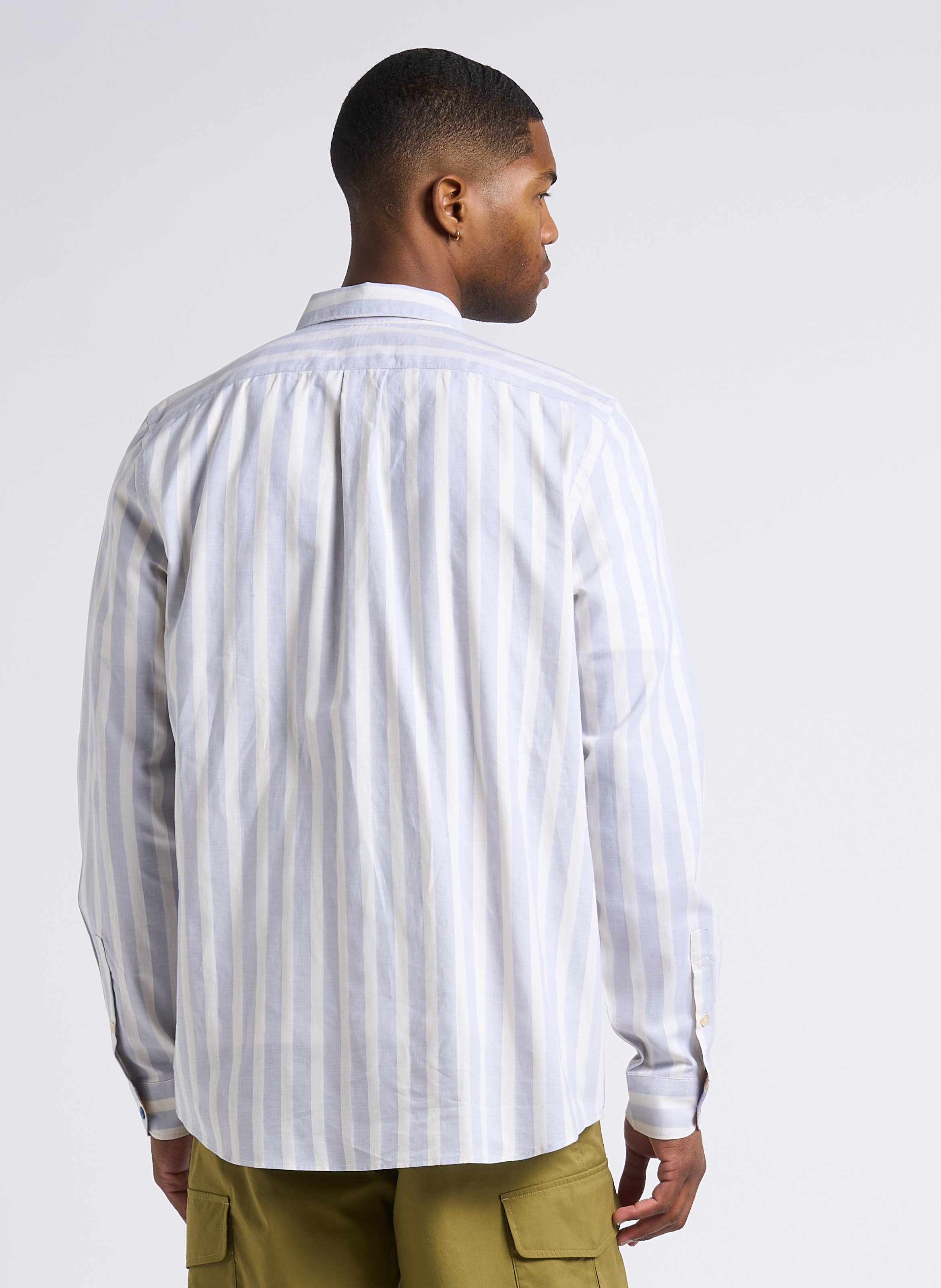 Straight striped cotton shirt with classic collar PAUL SMITH Blue