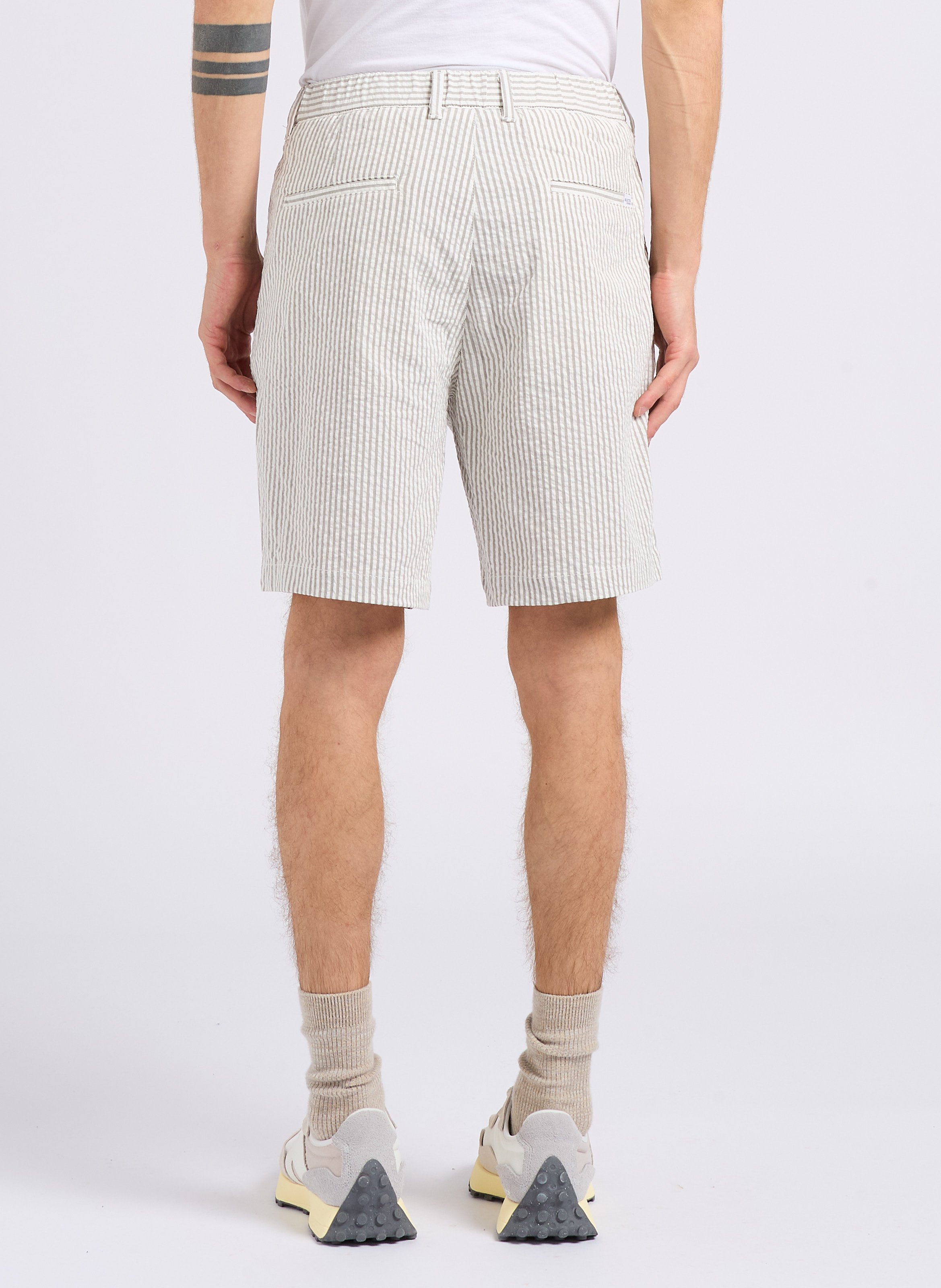 Straight-leg organic cotton-blend shorts SELECTED Grey