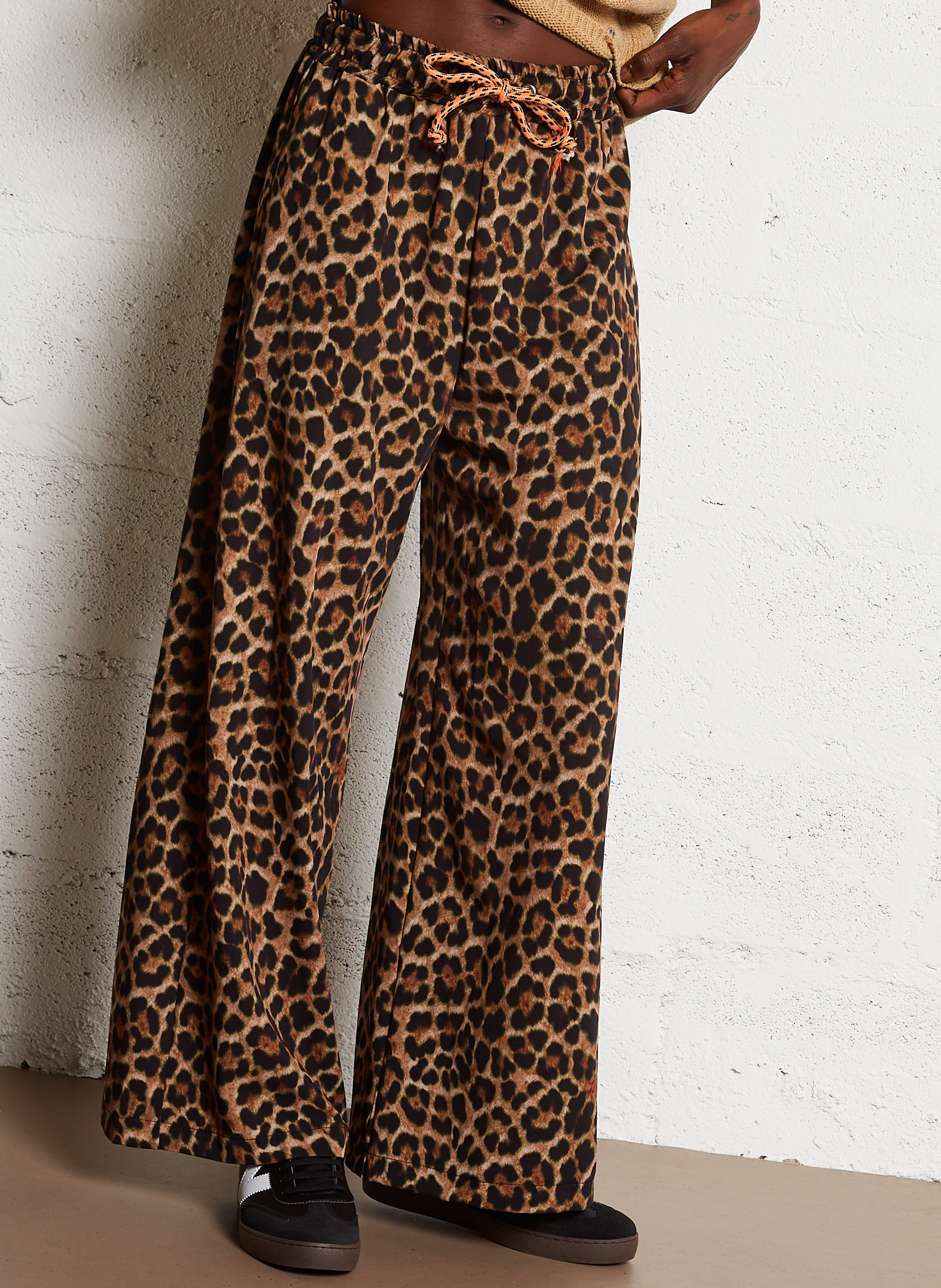 Pantalon large à imprimé léopard PLEASE Marron