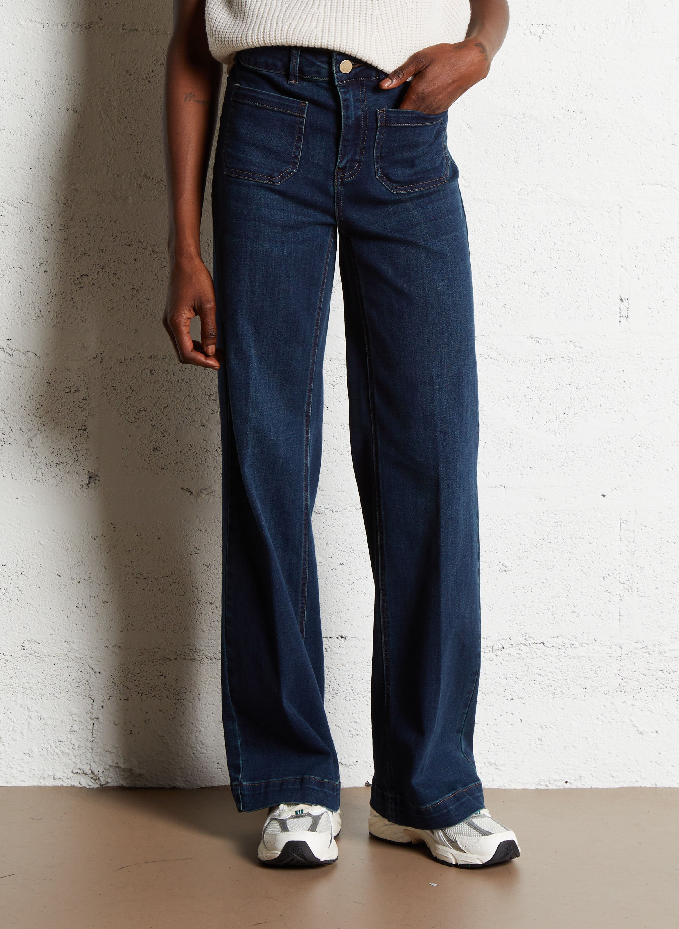 Cotton-blend wide-leg jeans MAISON 123 Blue