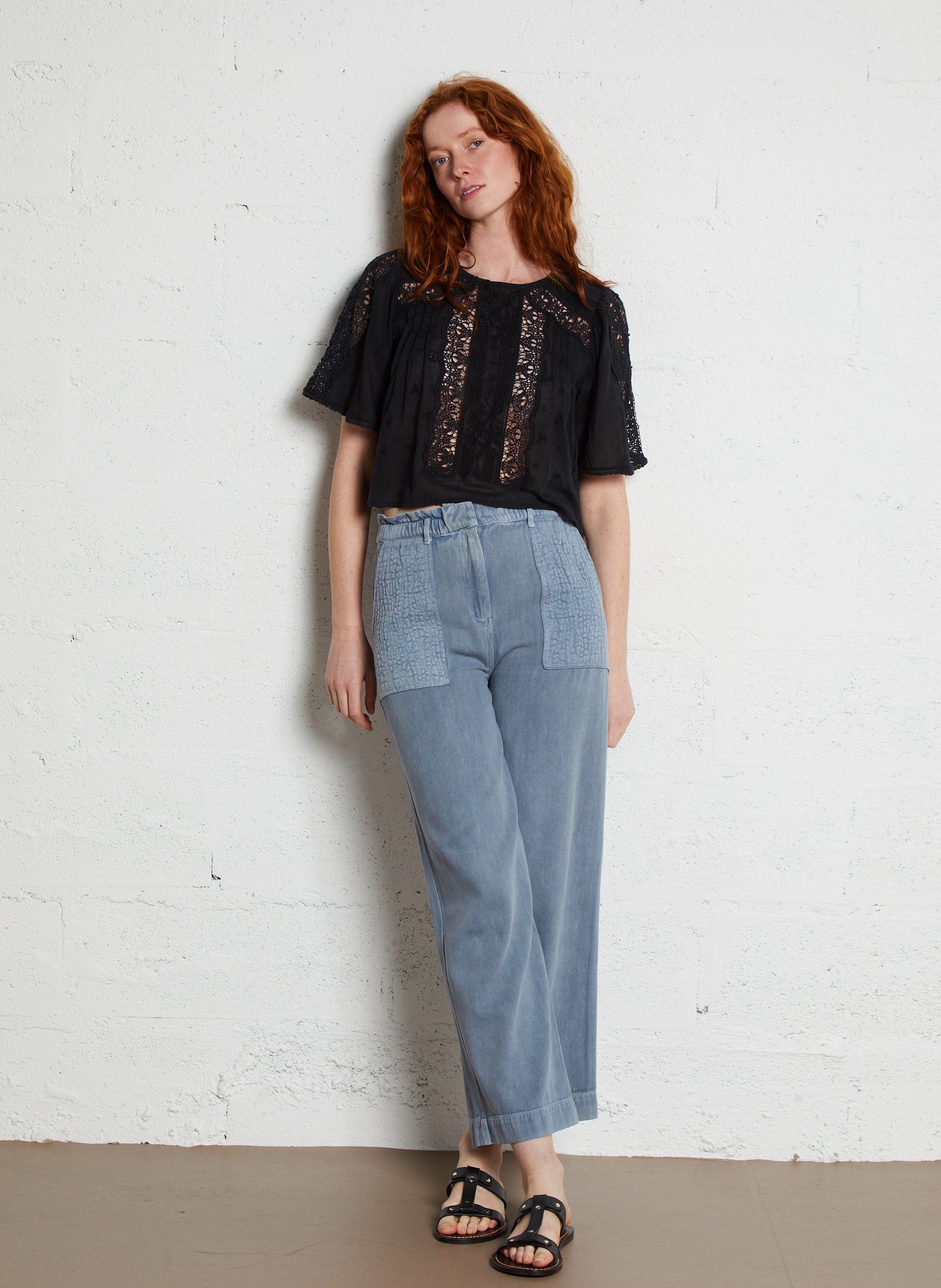 Pantalon droit en coton bio LOUISE MISHA Gris