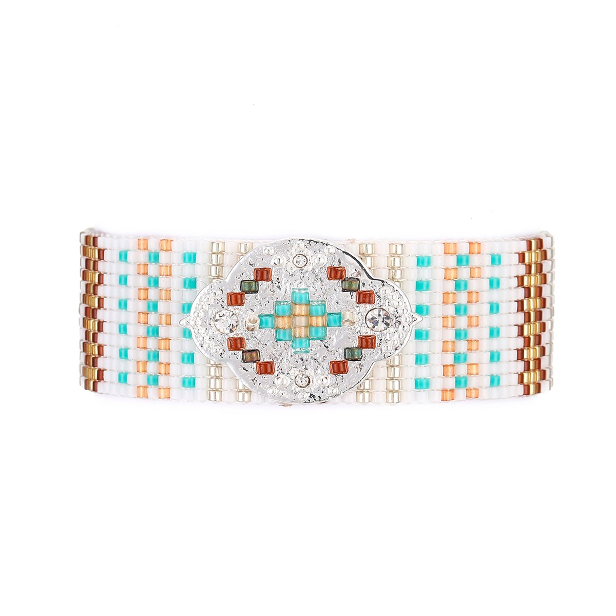 Multistrand bracelet with magnetic clasp and beads HIPANEMA Silver