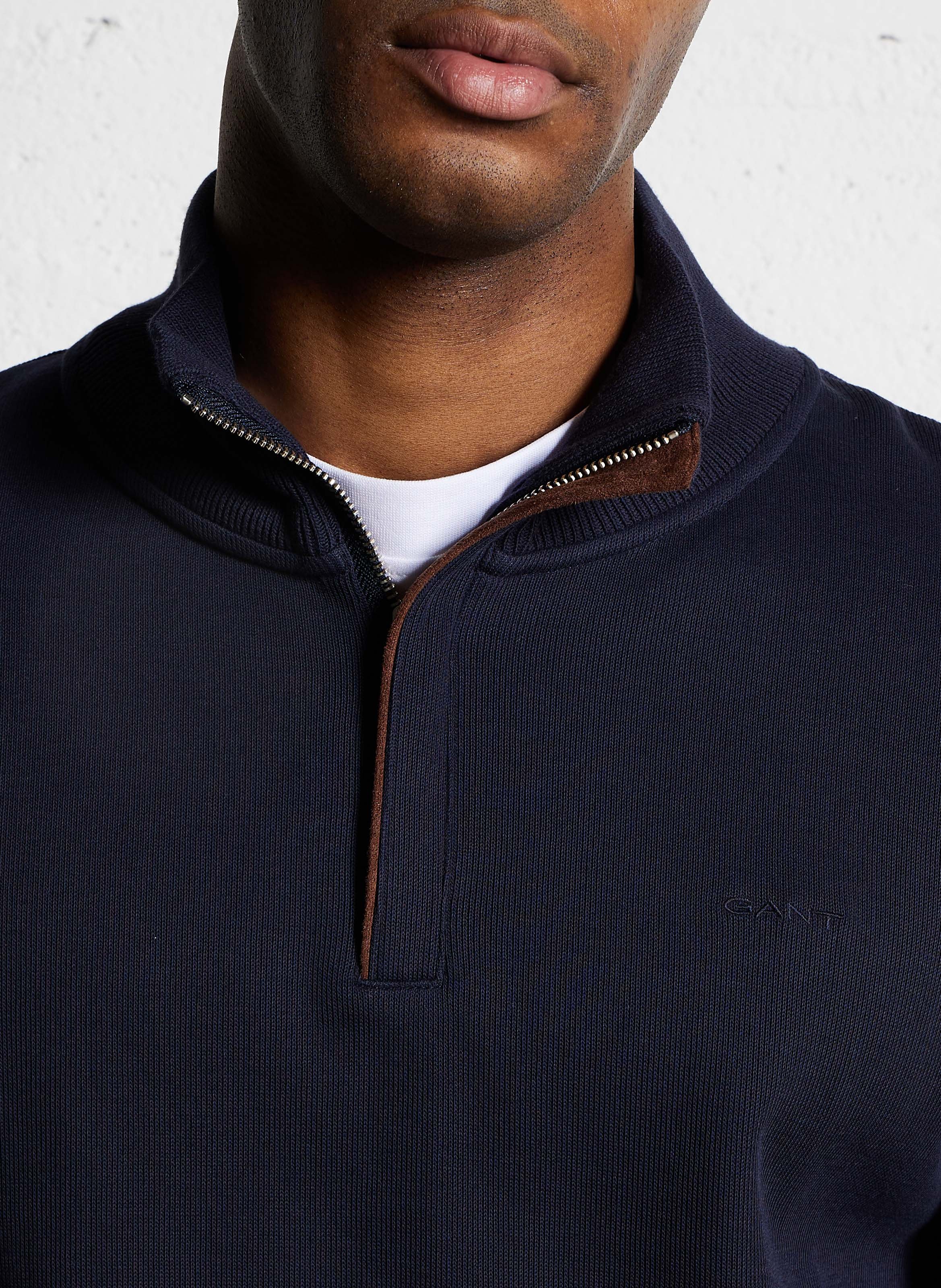 Pull col montant en coton GANT Bleu