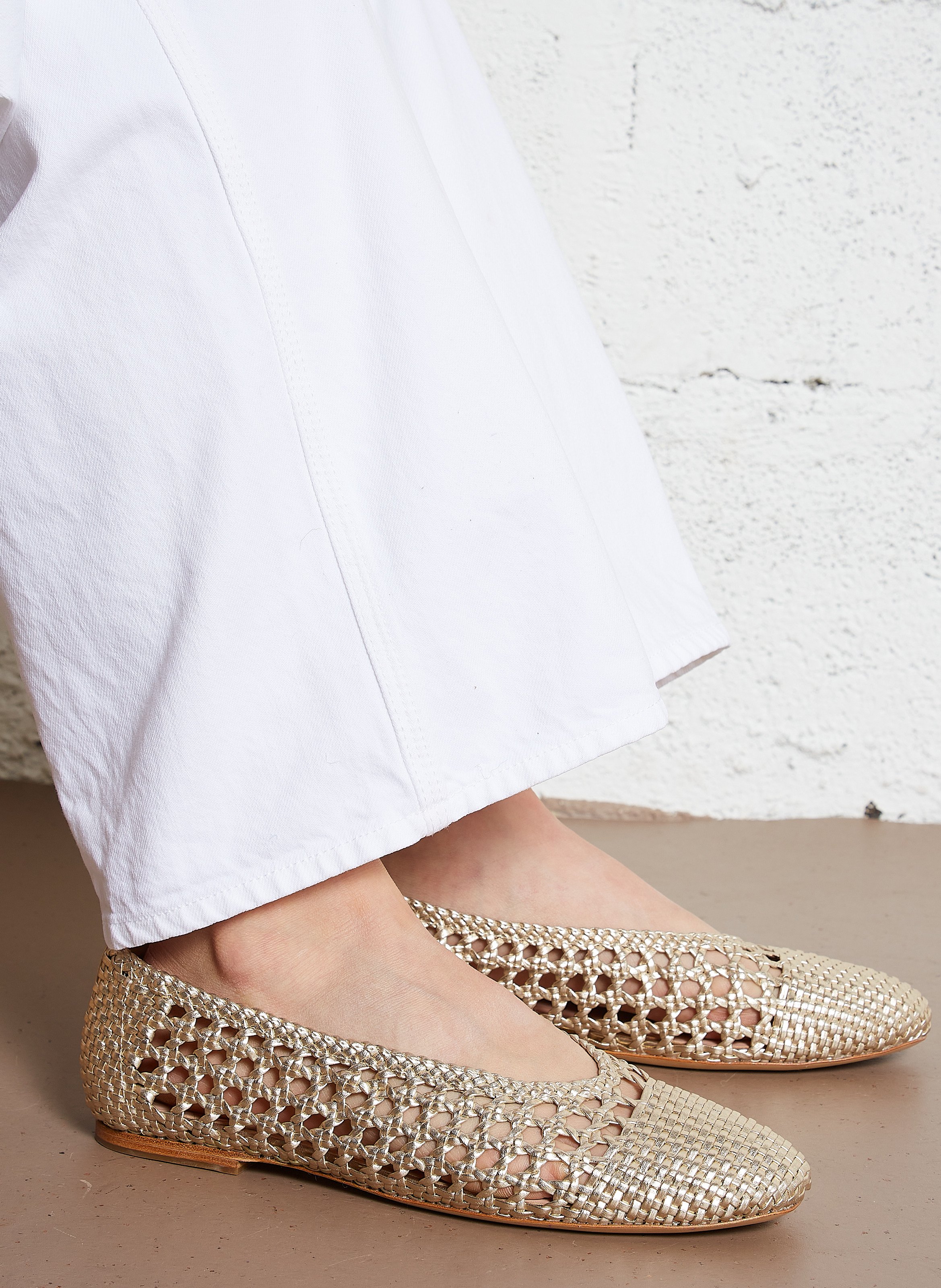 Ballerines effet cuir tressées MI/MAI Doré