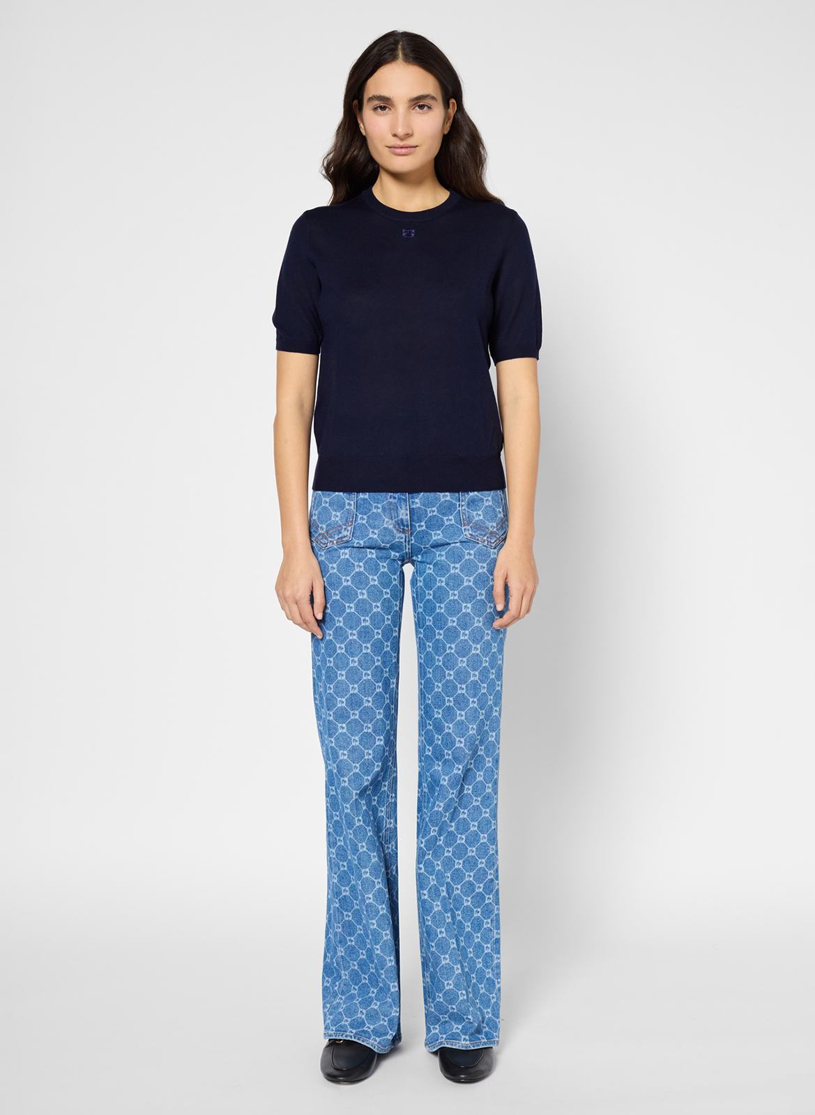 Tee-shirt droit brodé en laine mérinos GERARD DAREL Bleu