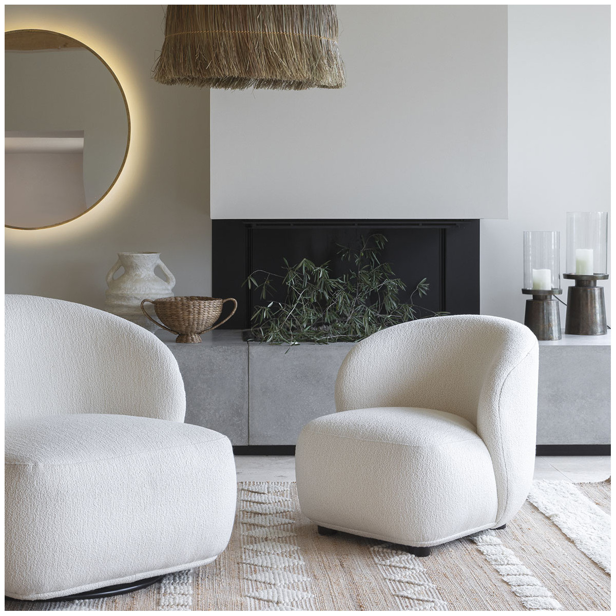 Fauteuil lisette en bouclette BLANC D'IVOIRE Beige