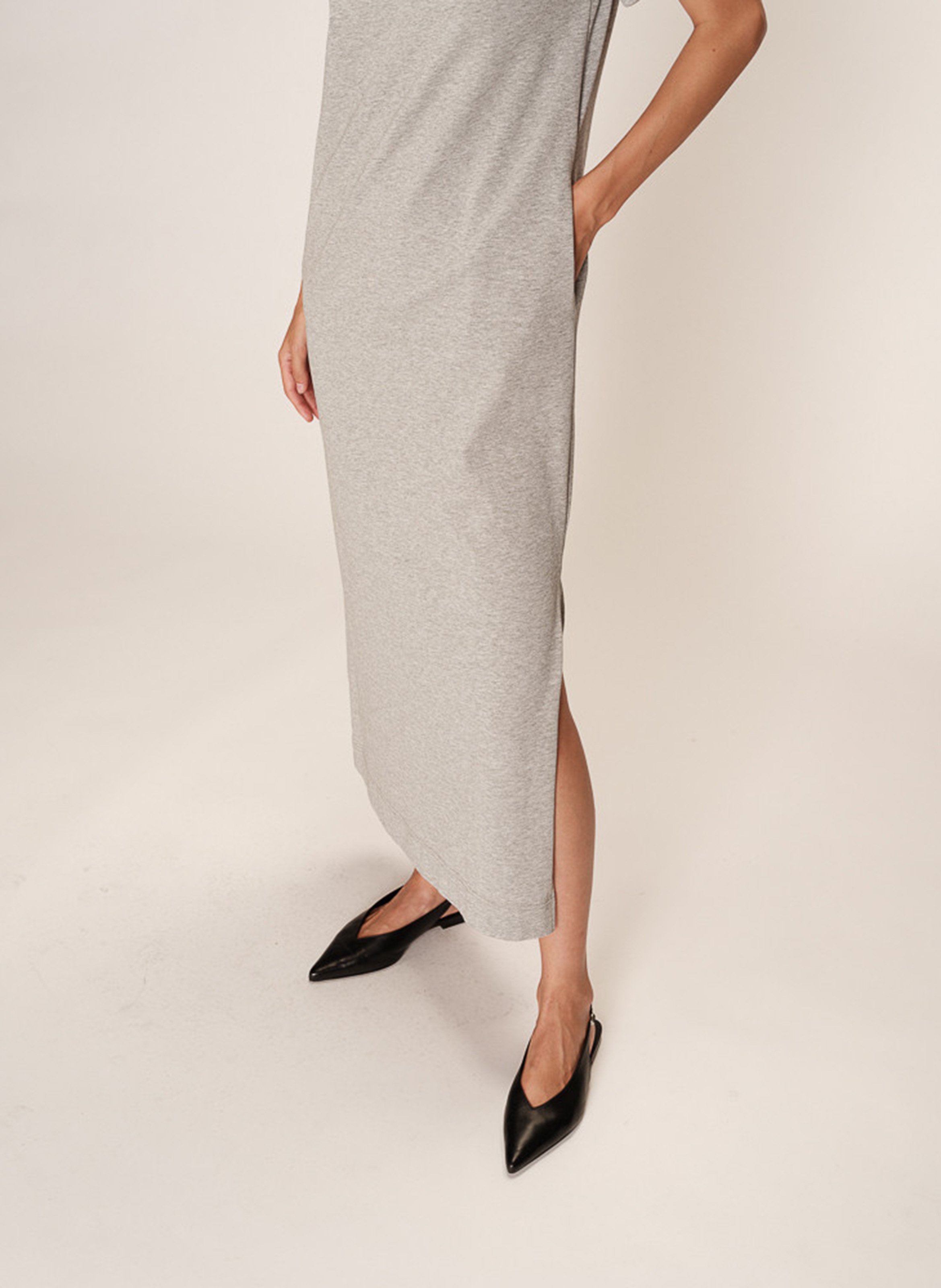 Long cotton dress with round neck GRACE ET MILA Silver