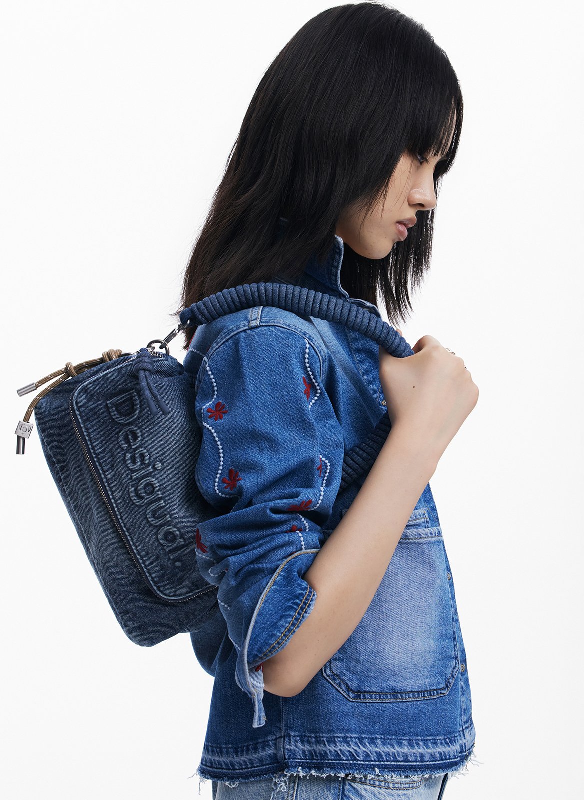 Borsa a tracolla in cotone DESIGUAL Blu