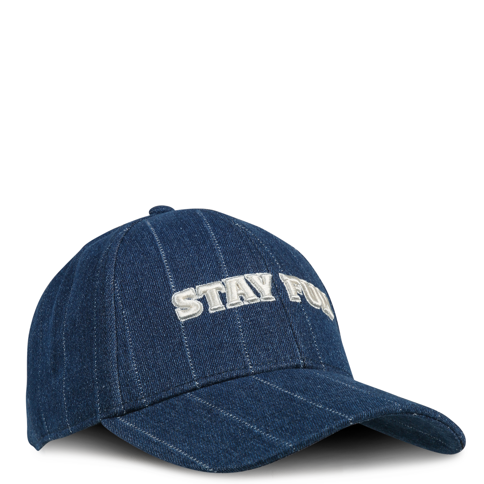 Striped blended cotton cap Blue