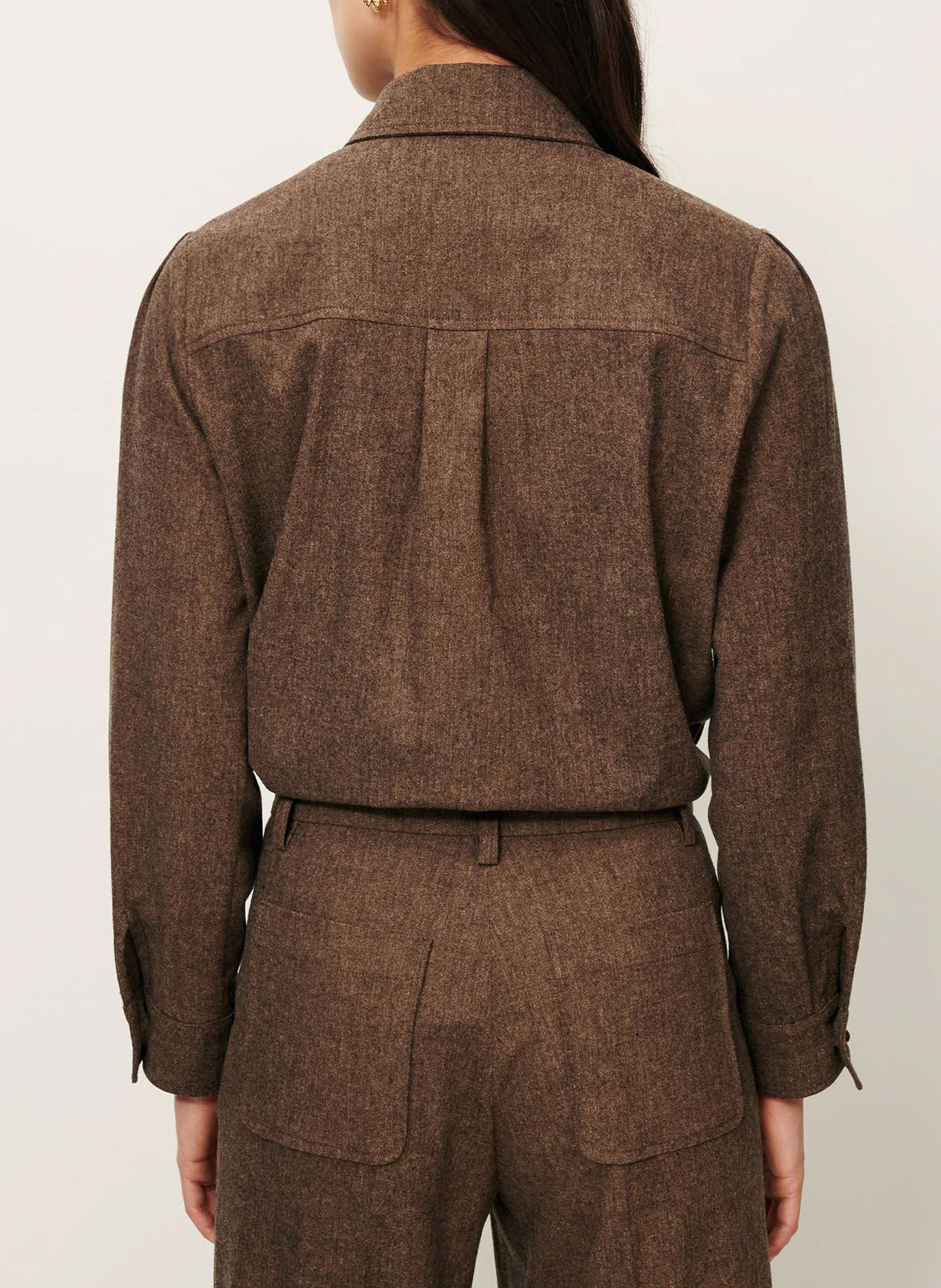 Chemise courte unie à poches plaquées SESSUN Marron