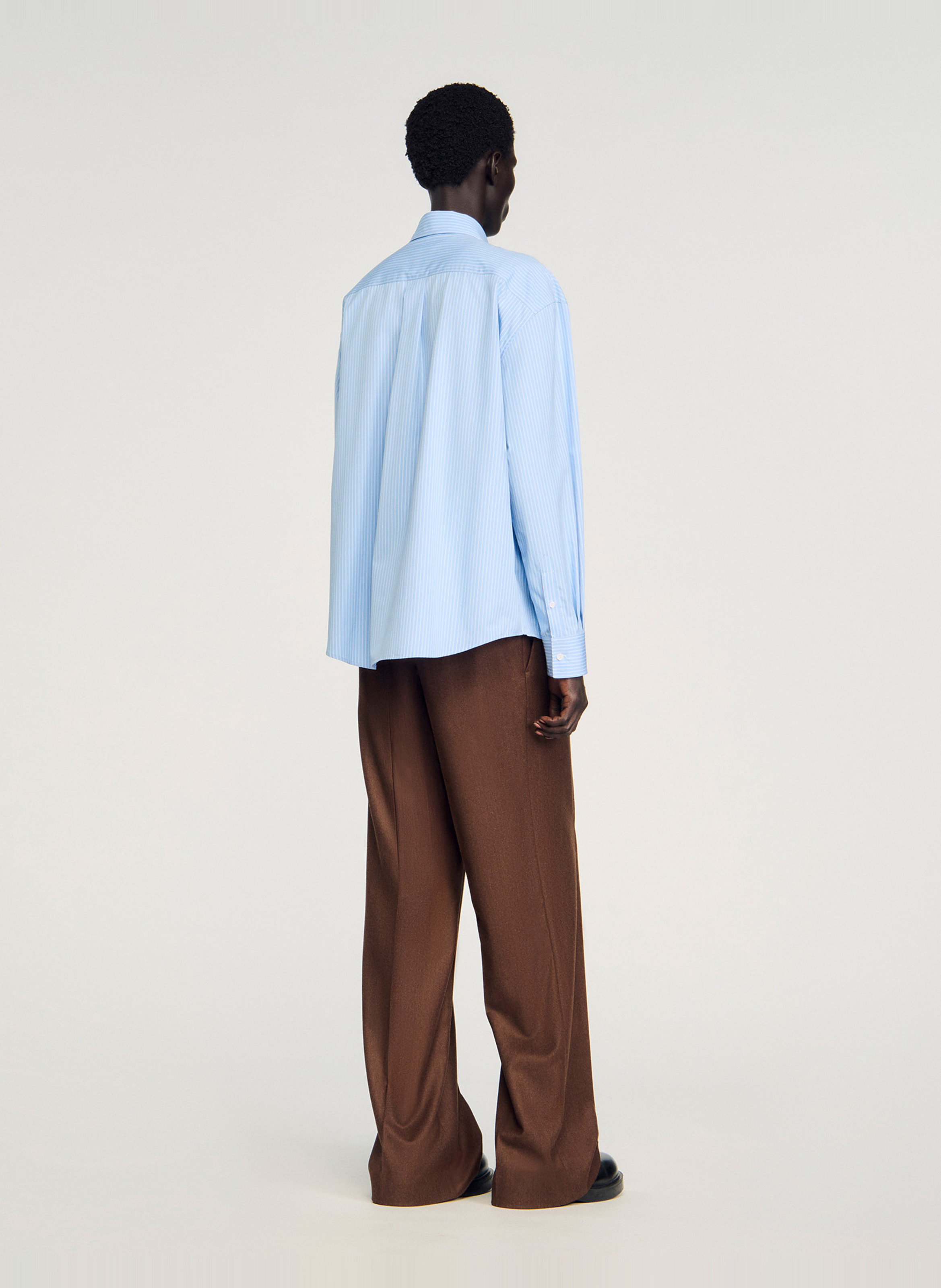 Classic Oversized Striped Shirt SANDRO Blue