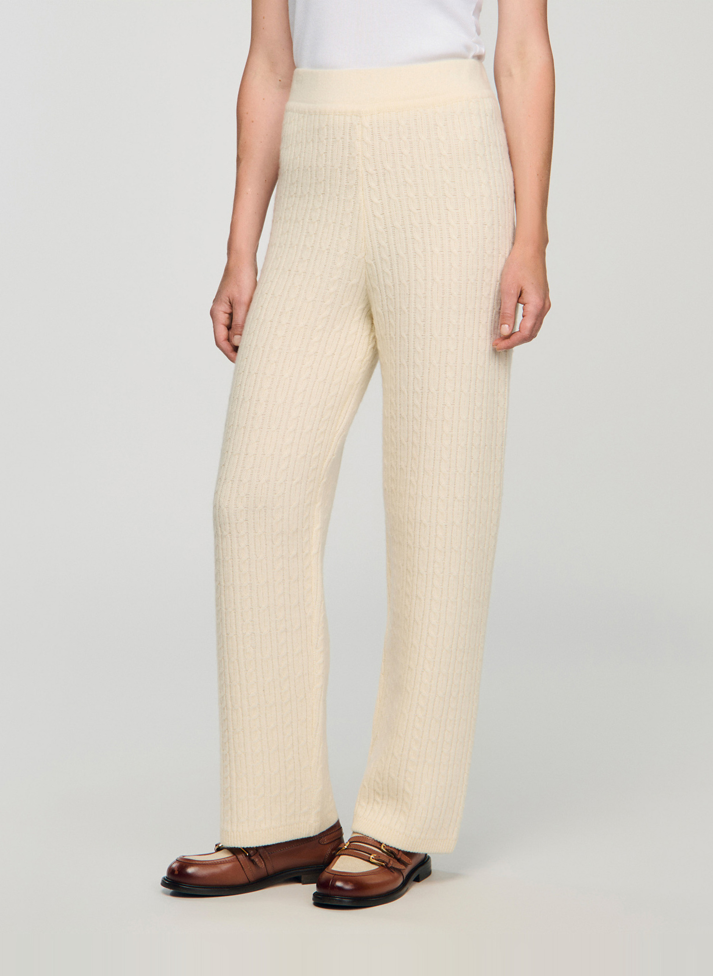 Straight wool trousers with braided detail SANDRO White