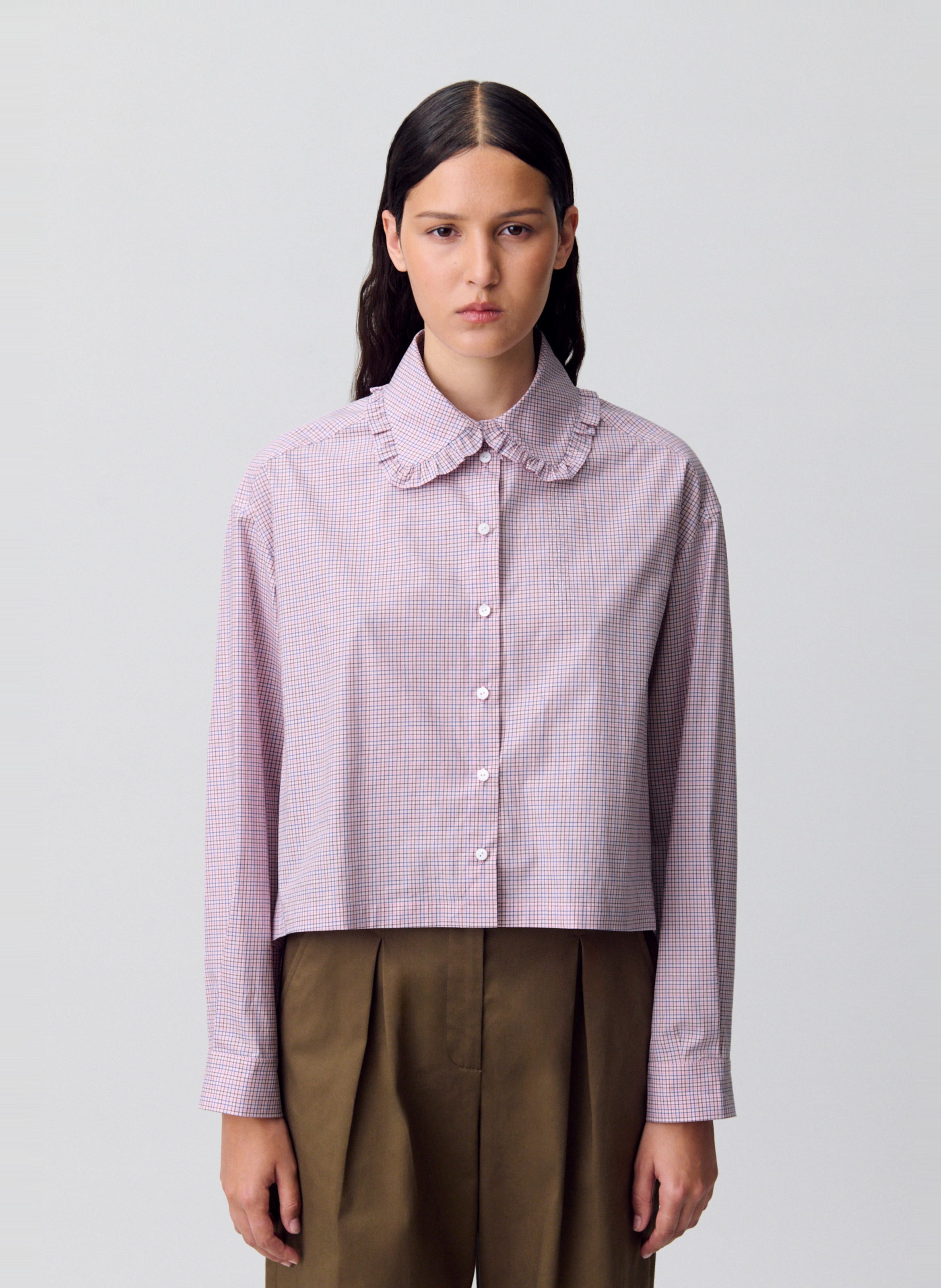 Chemise col classique manches contrastantes en coton CLAUDIE PIERLOT Multicolored