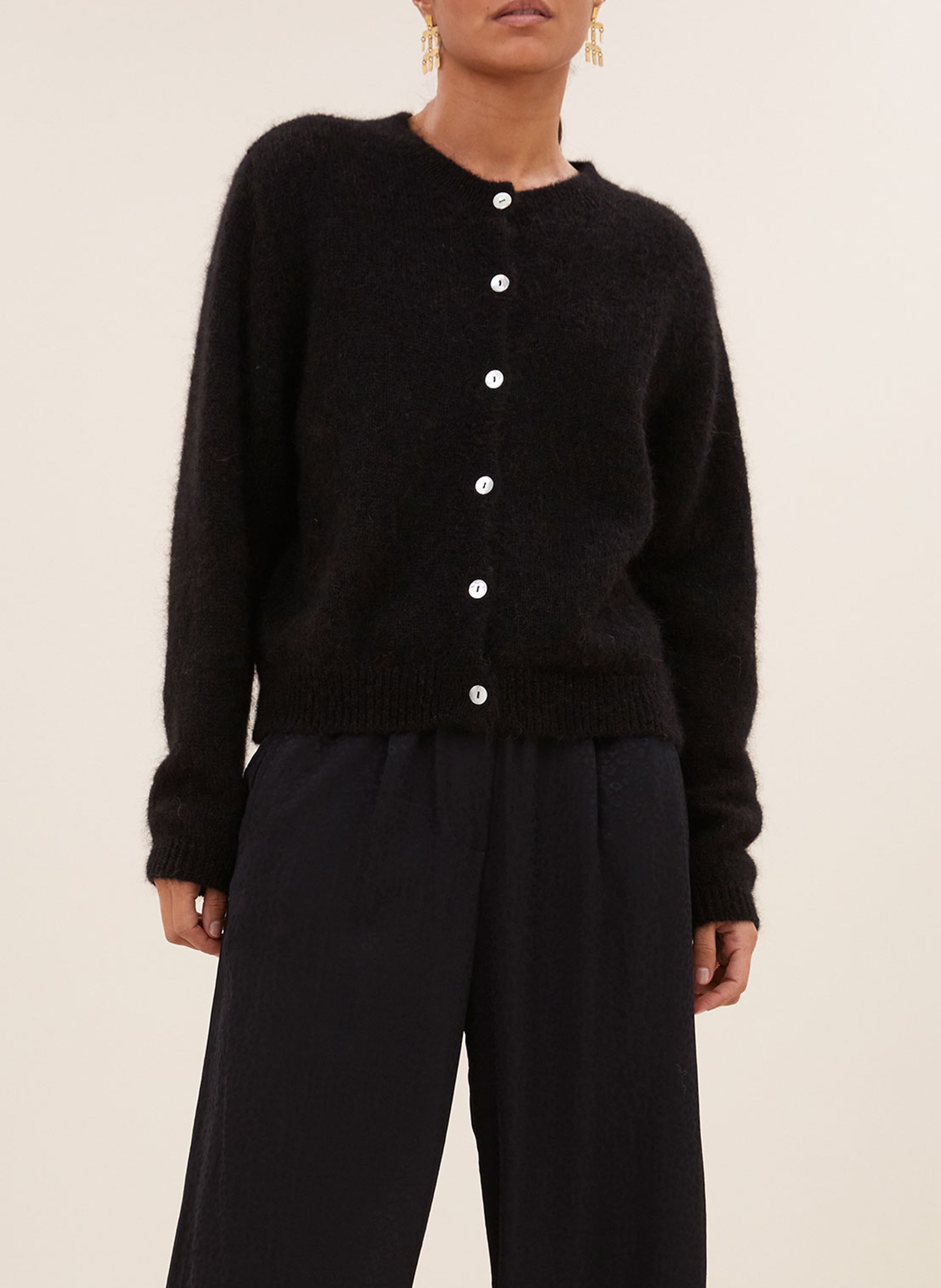 Gebreide cardigan met knopen van gemengde wol BY BAR