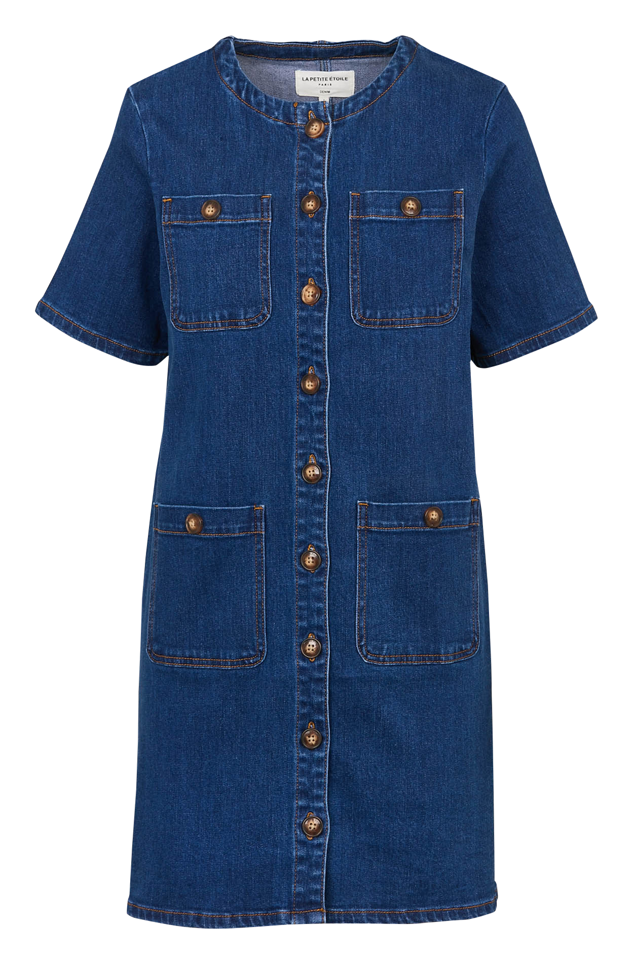 Korte aansluitende jurk van stretchdenim LA PETITE ETOILE Jeans onbewerkt