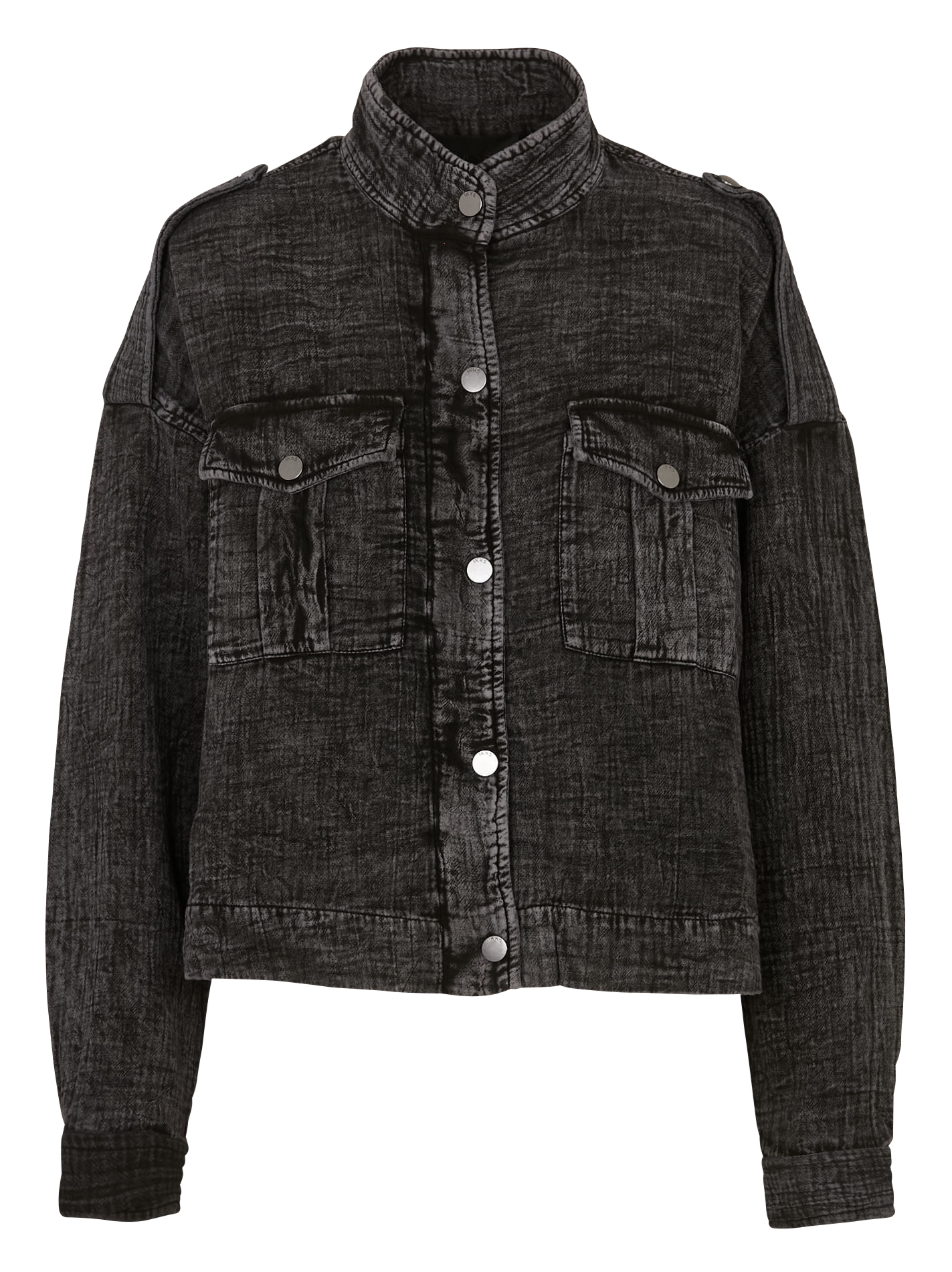 Short high-neck cotton gauze jacket IKKS Grey